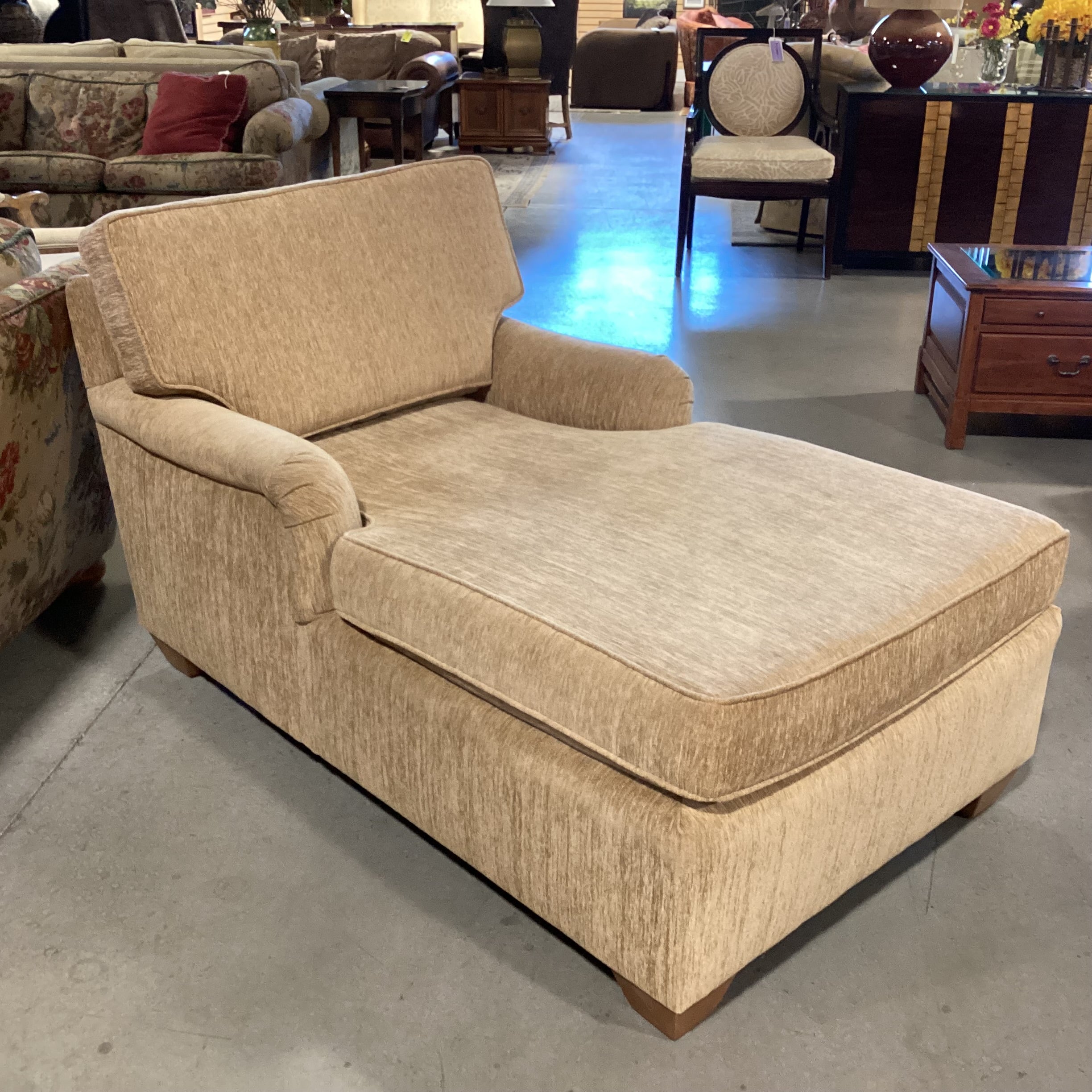 Tan Texture Woven Chenille Chaise Sofa 60"x 36"x 30"