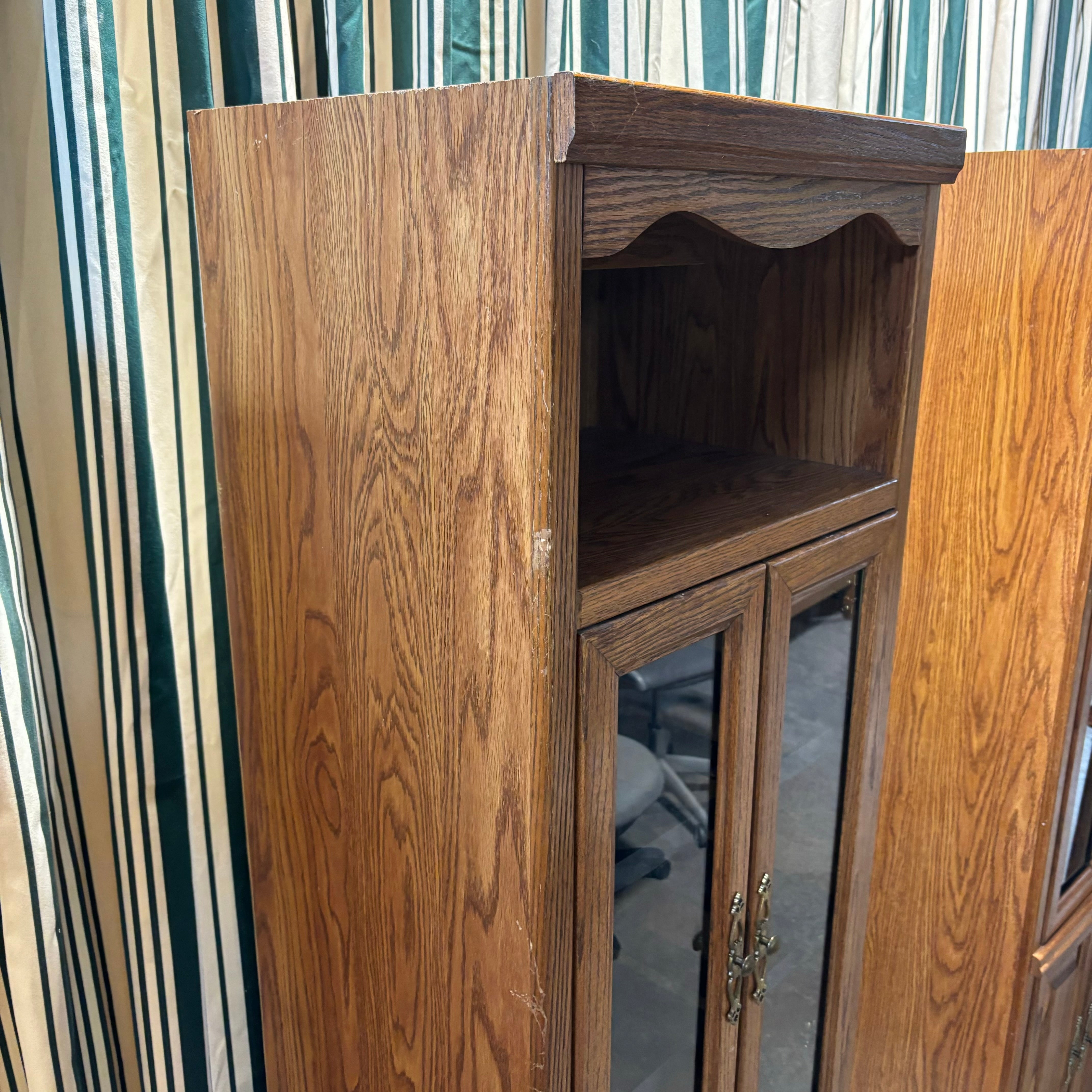 Dark Finish Solid Wood 4 Door with Brass Accents Display Bookcase 22"x 18"x 73"