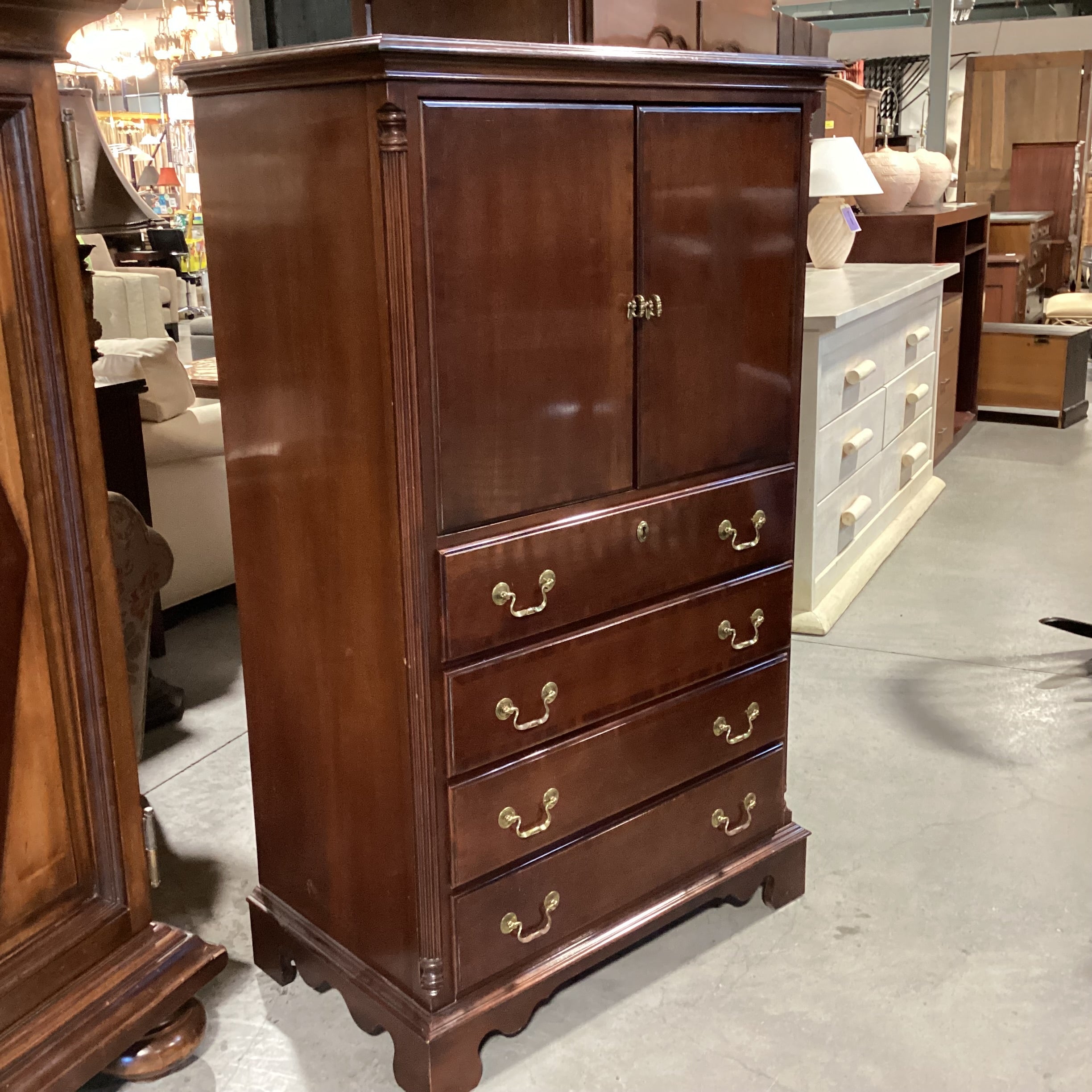 Lexington Dark Finish Wood 2 Door 4 Drawer Cabinet Dresser 36"x 21"x 60"