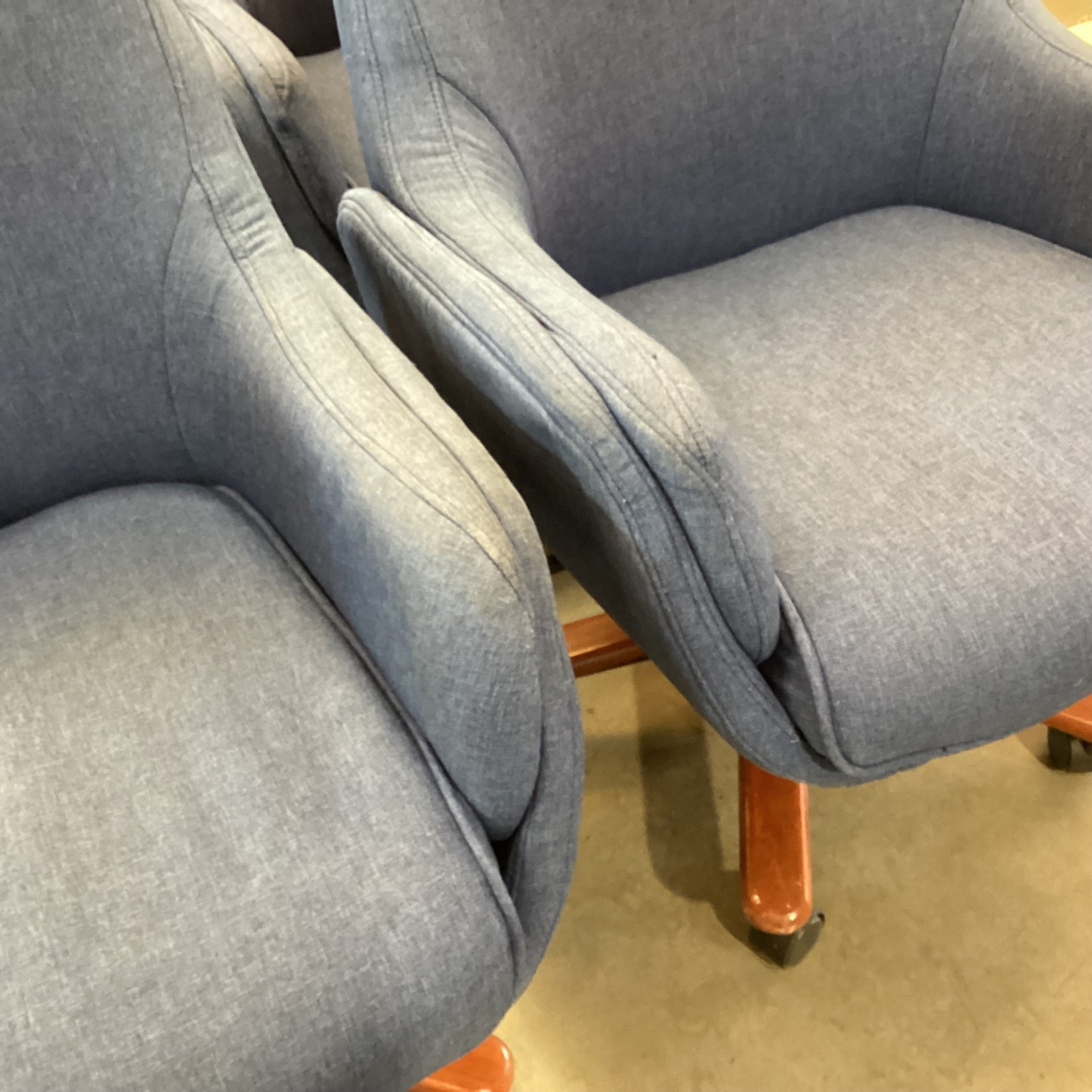 Set of 4 Denim Style Upholstered with Wood & Castered Adjustable Height Game Dining Chairs 27"x 26"x 33.5"