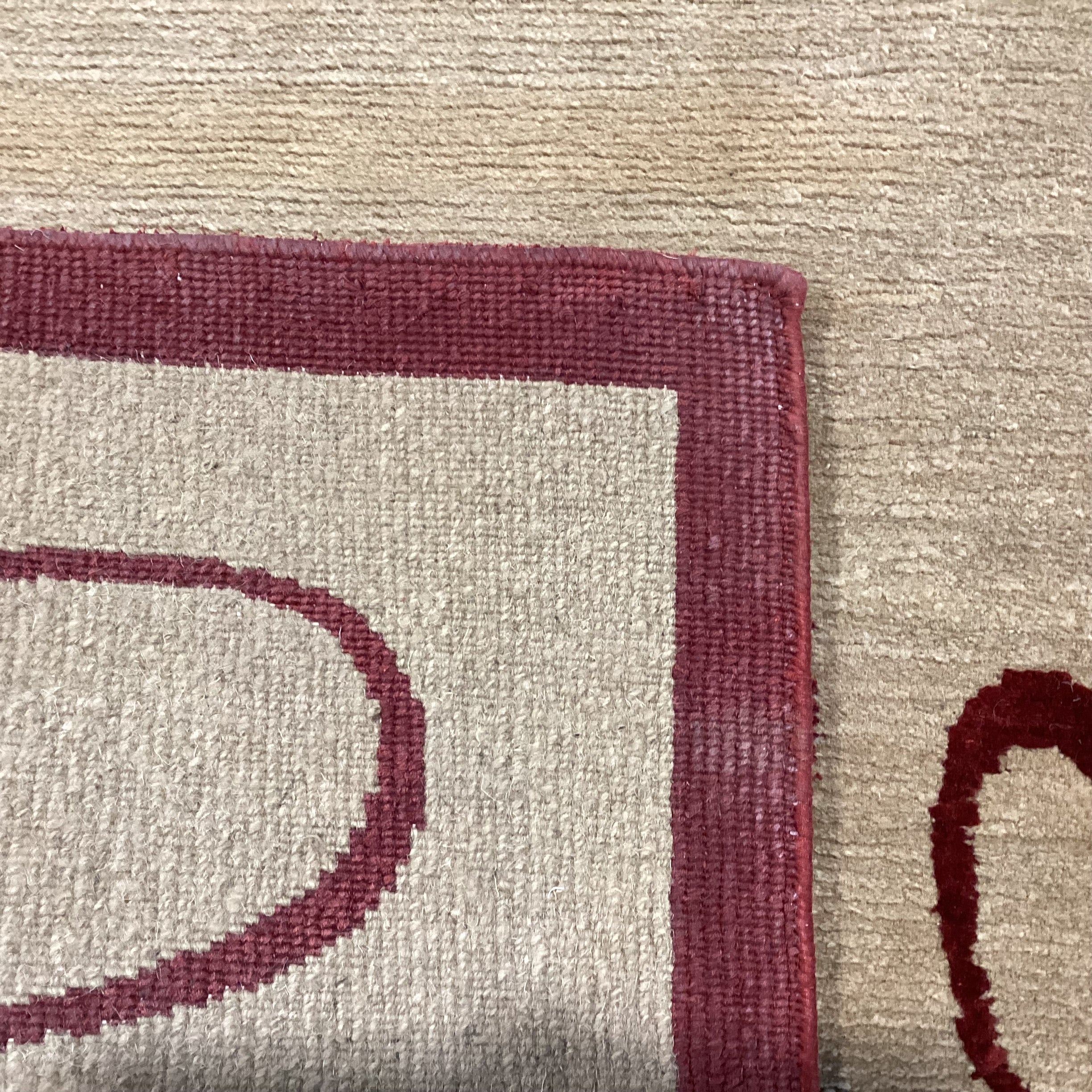 Gold & Rust Ribbon Hand Knotted Hand Spun Wool Custom Made in Nepal Rug 4'2"x 27'