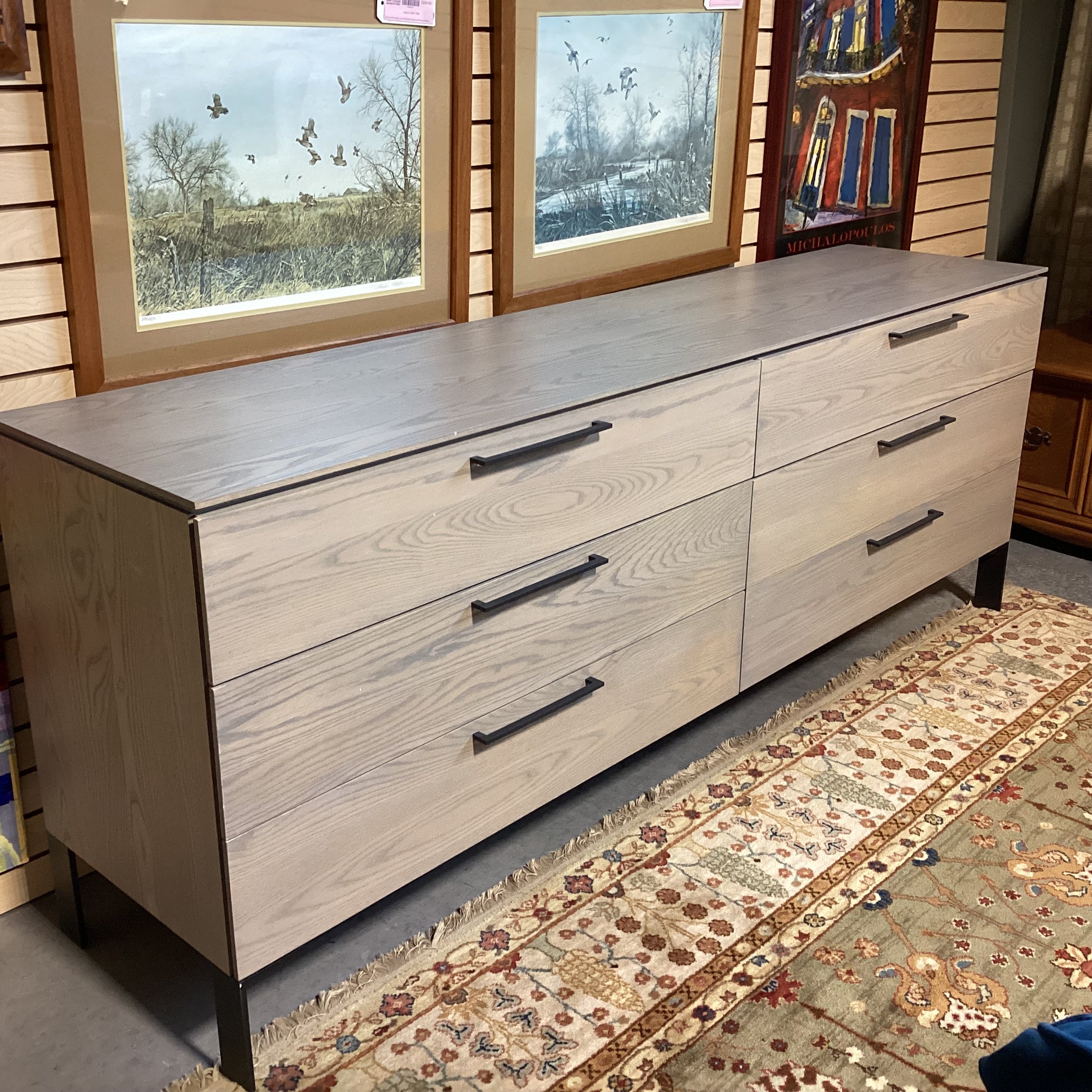 Room & Board Ash Grey Washed Wood & Metal 6 Drawer Dresser 84"x 20.5"x 32.5"