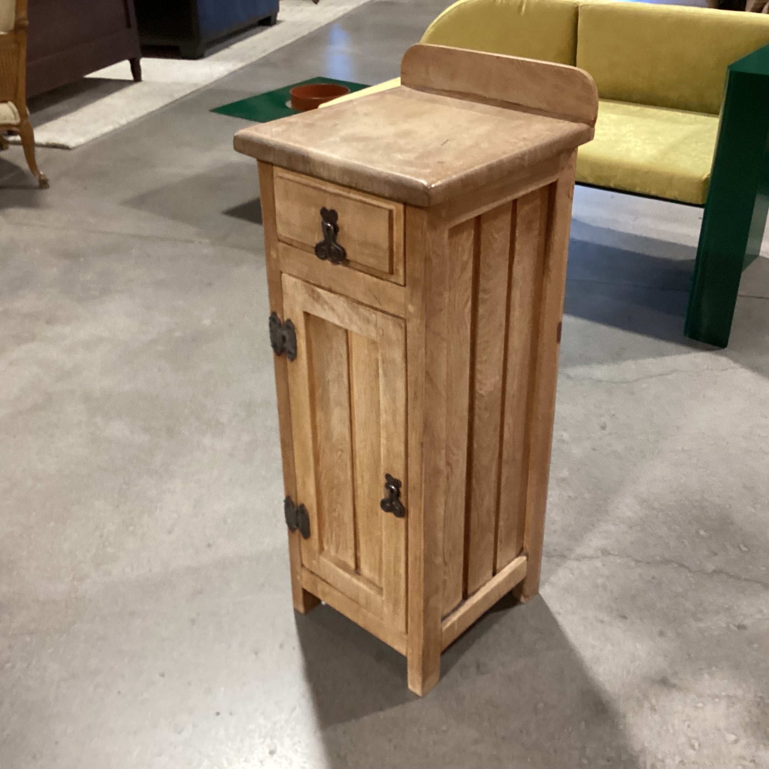 Solid Natural Wood 1 Drawer 1 Door with Shelf Cabinet End Table 13"x 13"x 34"