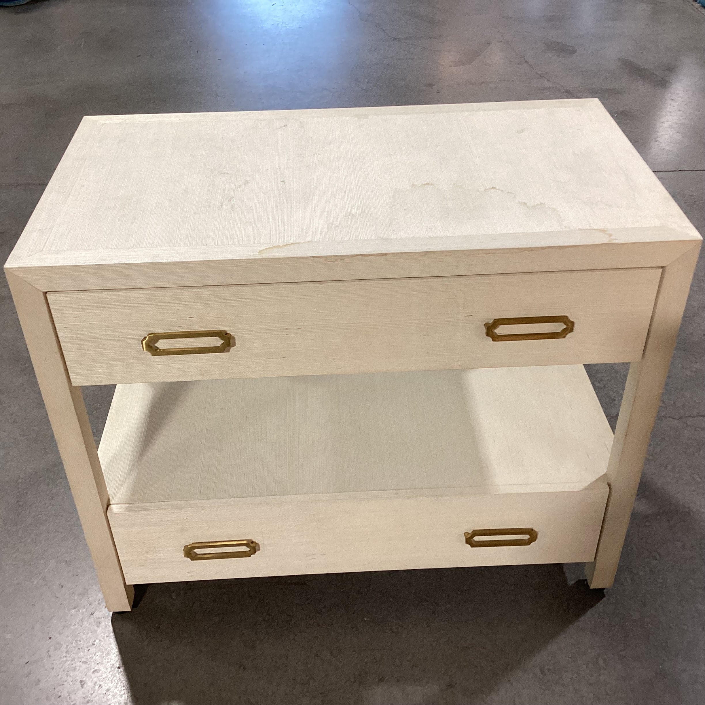 Mitchell Gold & Bob Williams Natural Raffia Wrapped 2 Soft Close Drawers Nightstand 34"x 19.5"x 27.5"