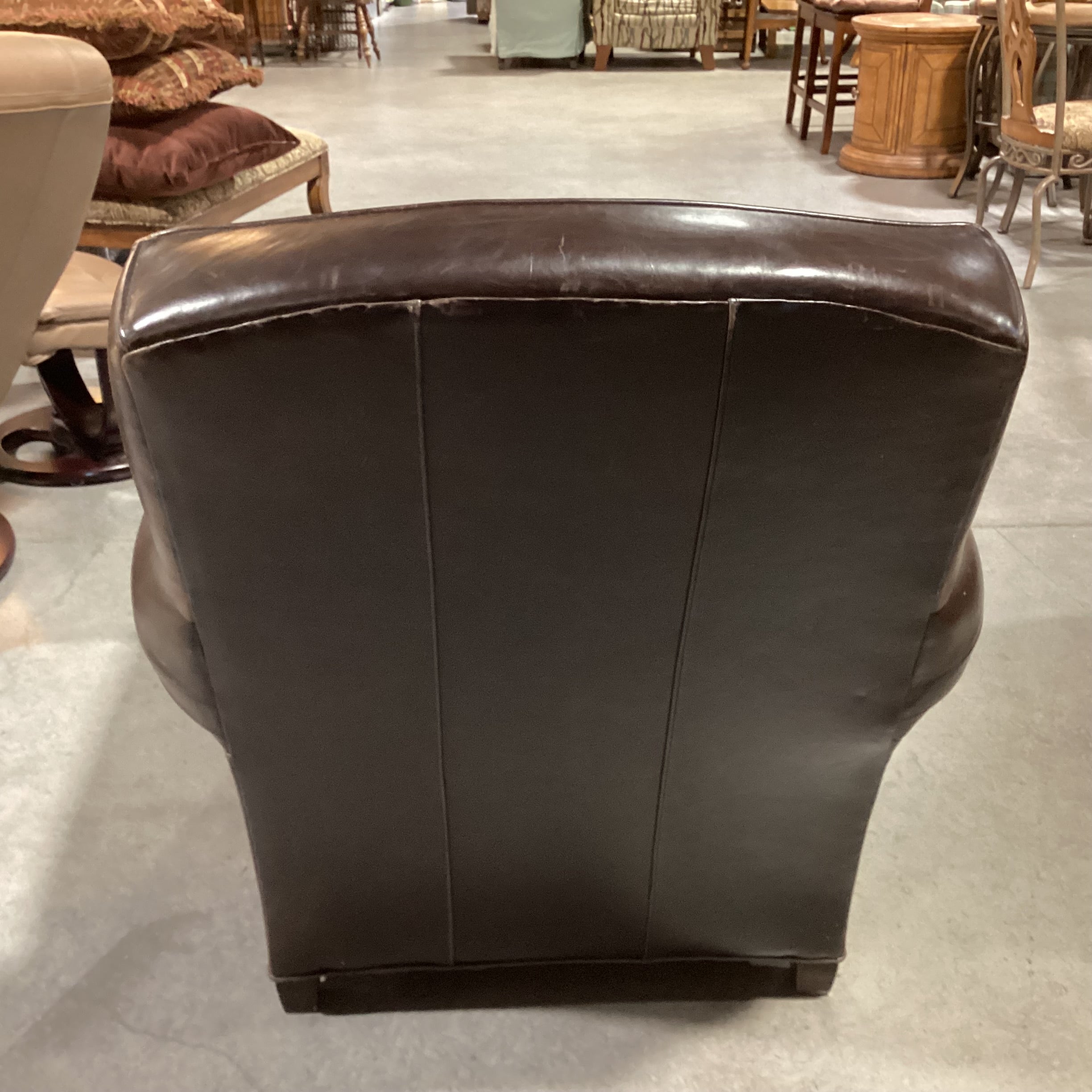 Lee Industries Dark Brown Leather Nailhead Club Chair 37"x 38"x 37"