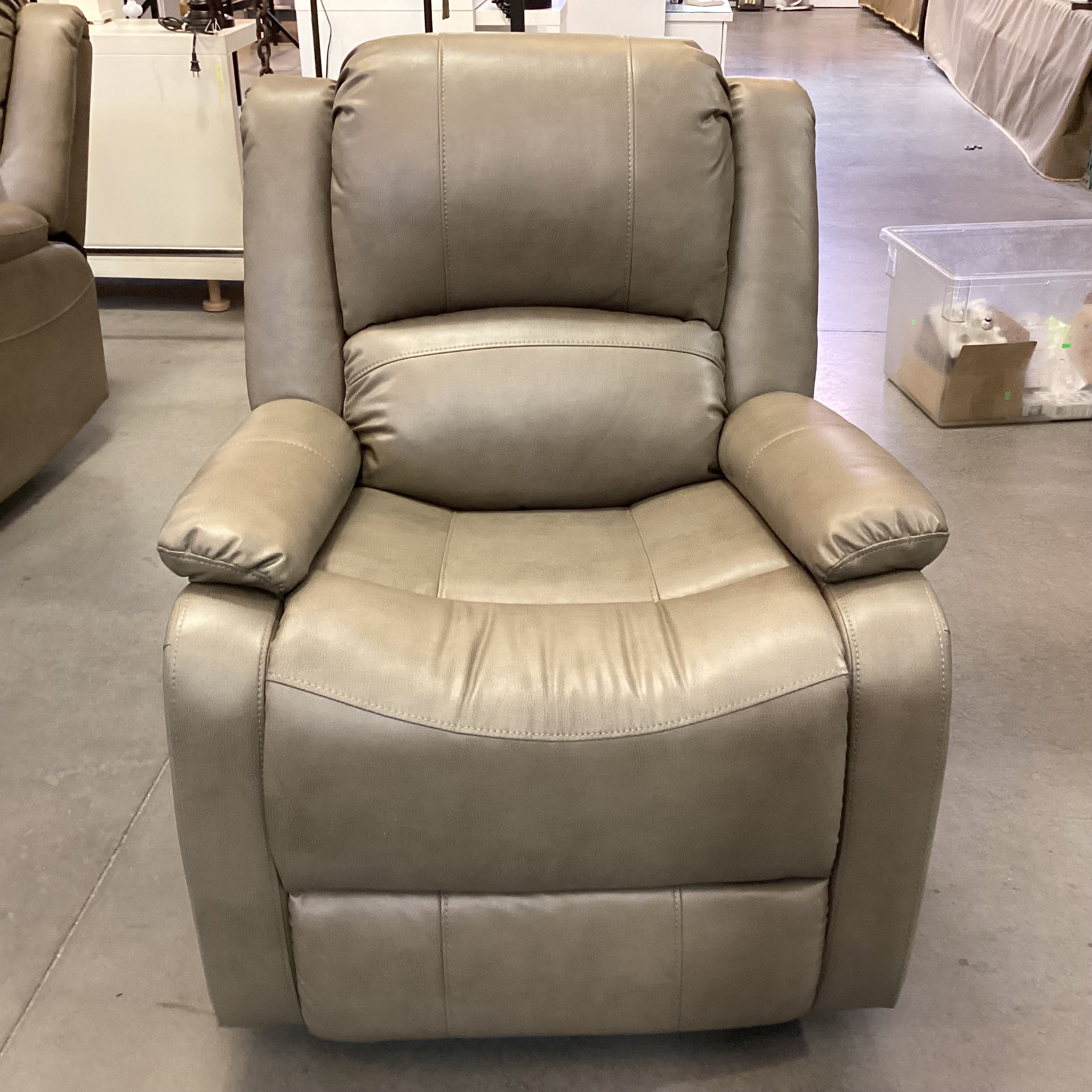 Recpro Taupe Faux Leather Swivel Rock Recliner Chair 31"x 36"x 38"