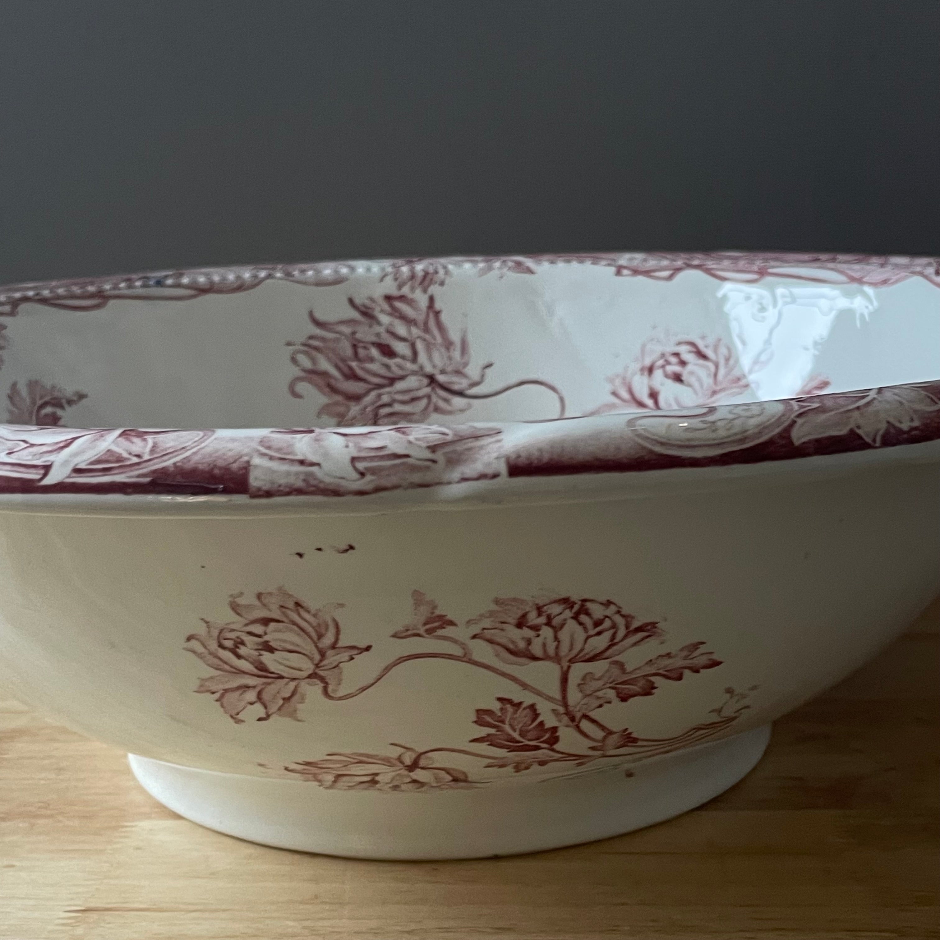 Antique Colonial Pottery "Togo" Ironstone Wash Basin/Large Bowl, 16"x 5"