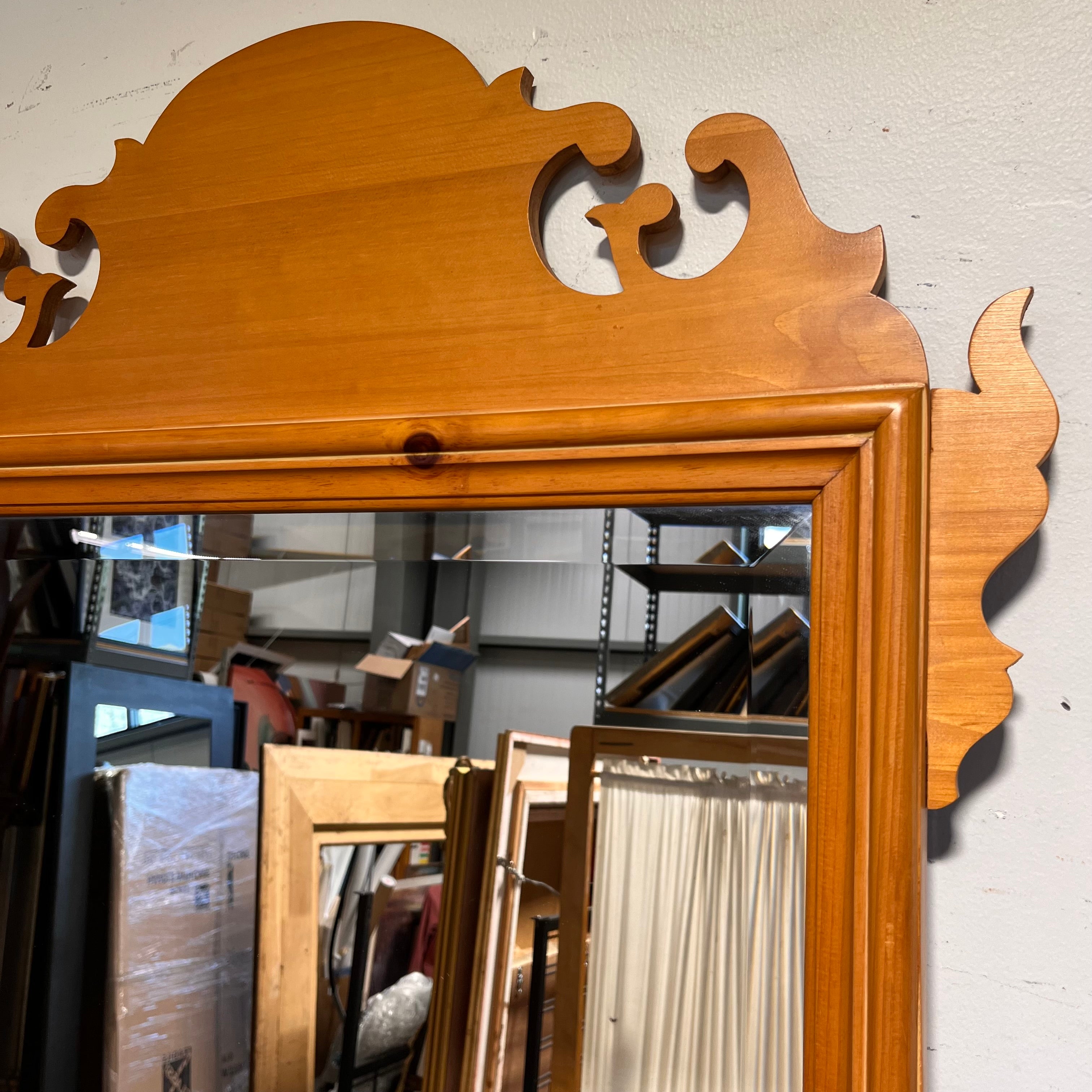 Wooden Chippendale Beveled Wall Mirror; 30"x 48"