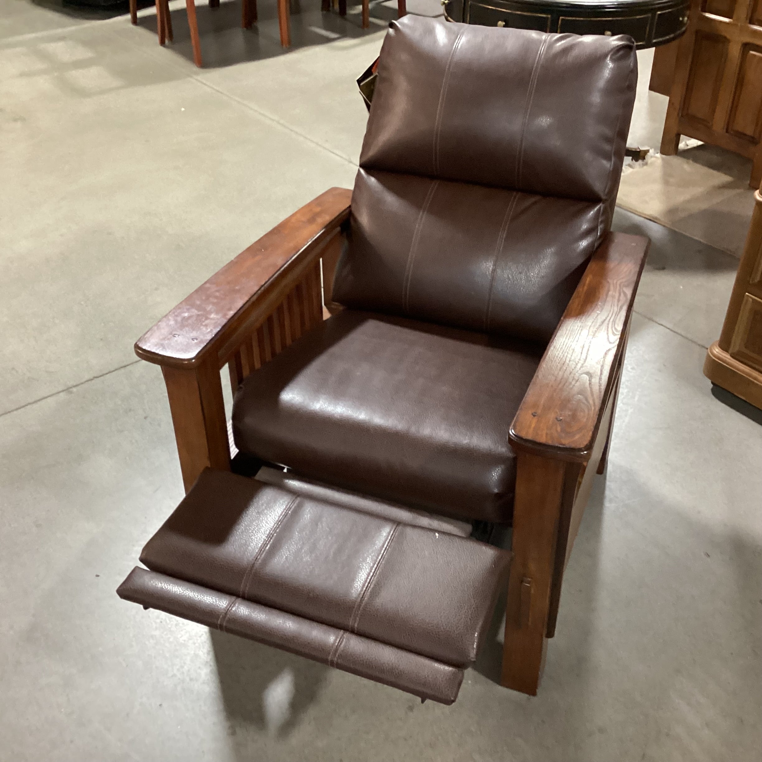 Ashley Signature Design Faux Leather & Wood Mission Style Santa Fe Recliner Chair 34"x 39" to 62"x 42"