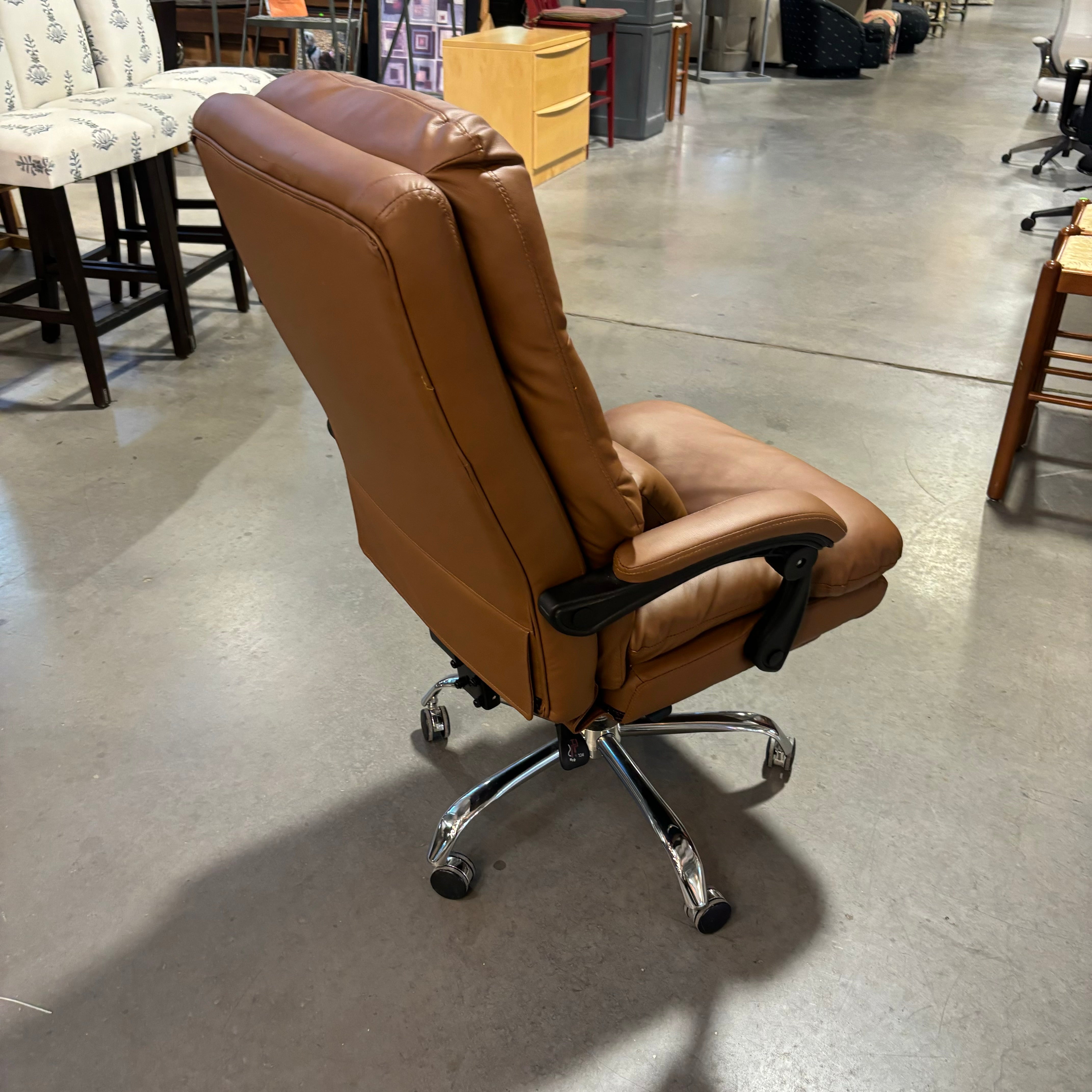 Light Brown Leather Ergonomic Design with Footrest & Pillow Office Chair 28"x 34"x 44"