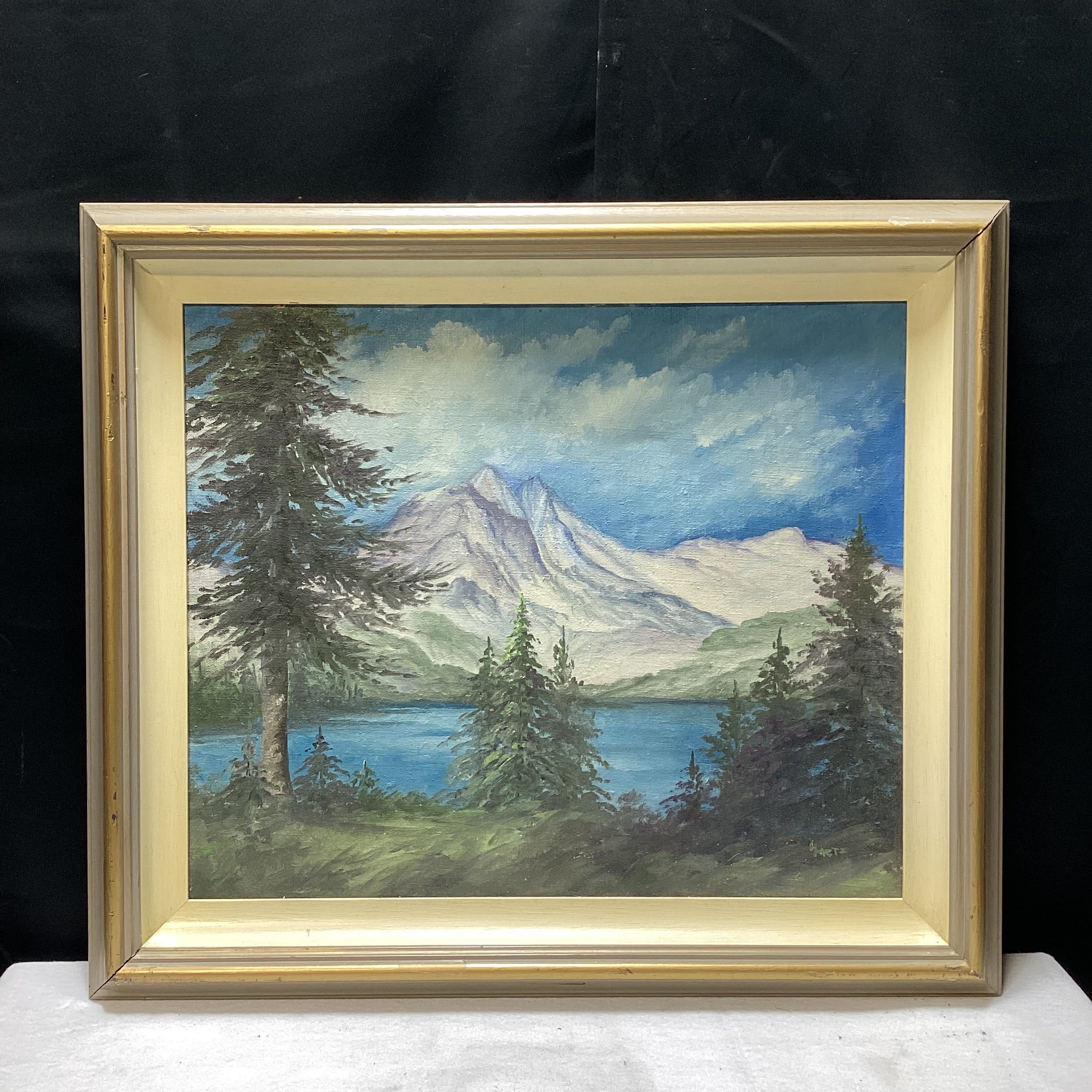 H. Metz Signed Original Mountainscape Painting 30" x 26"
