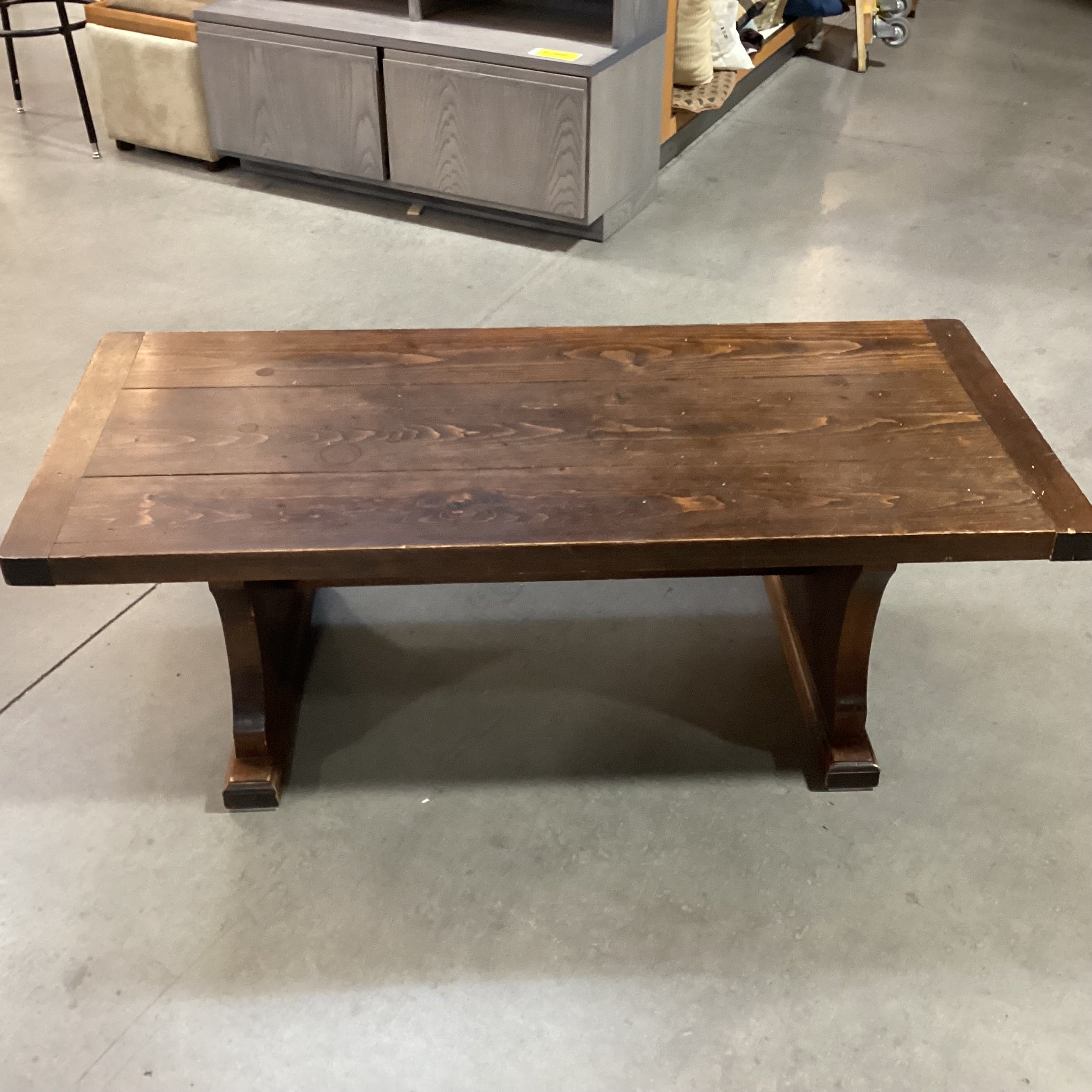 Plank & Carved Wood with Trestle Coffee Table 52.5"x 23"x 17.5