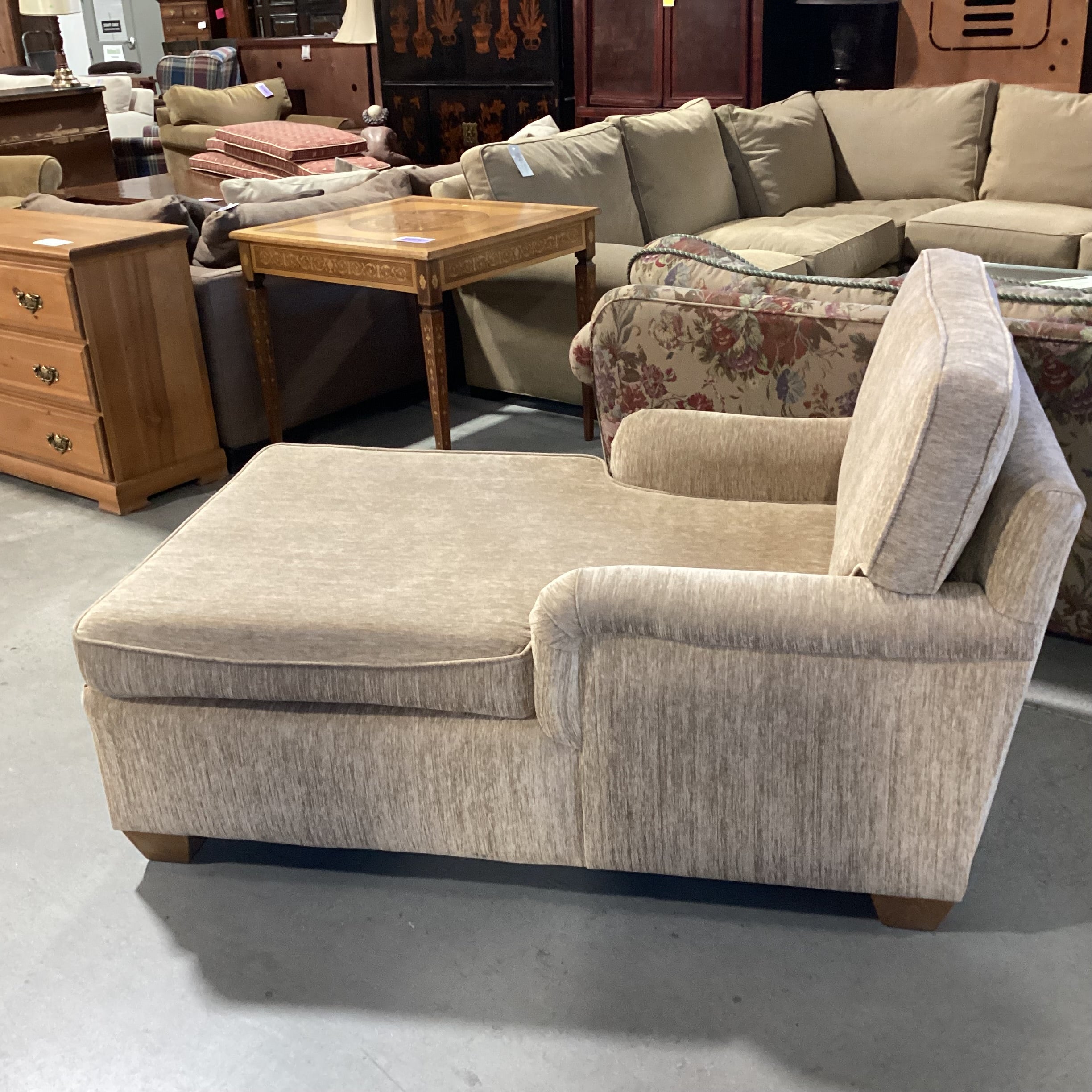 Tan Texture Woven Chenille Chaise Sofa 60"x 36"x 30"