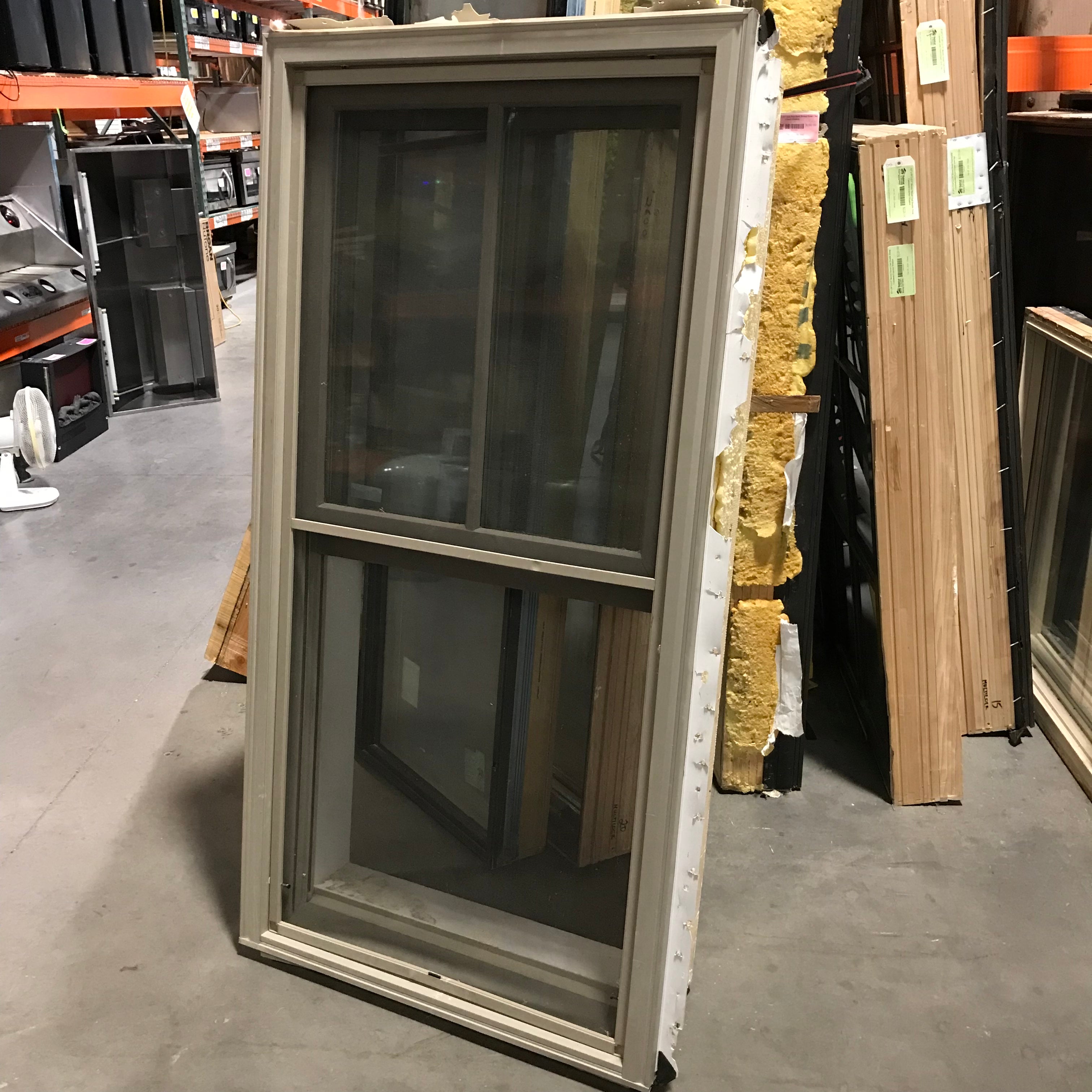 31.5"x 64.5"x 10" Tan Metal Clad 4 Pane Single Hung Exterior Window