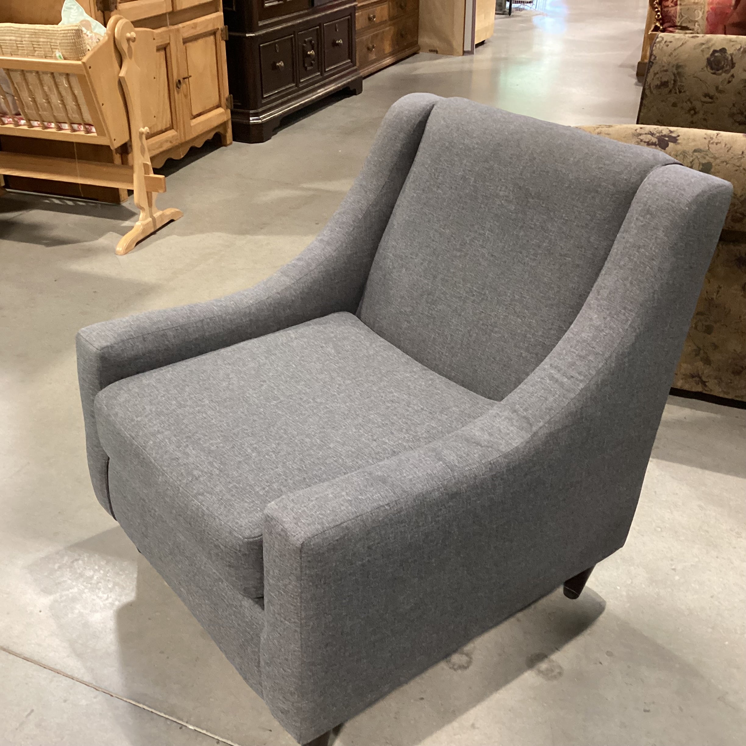 Fusion Furniture Charcoal Linen Slope Arm Chair 32"x 36"x 35"