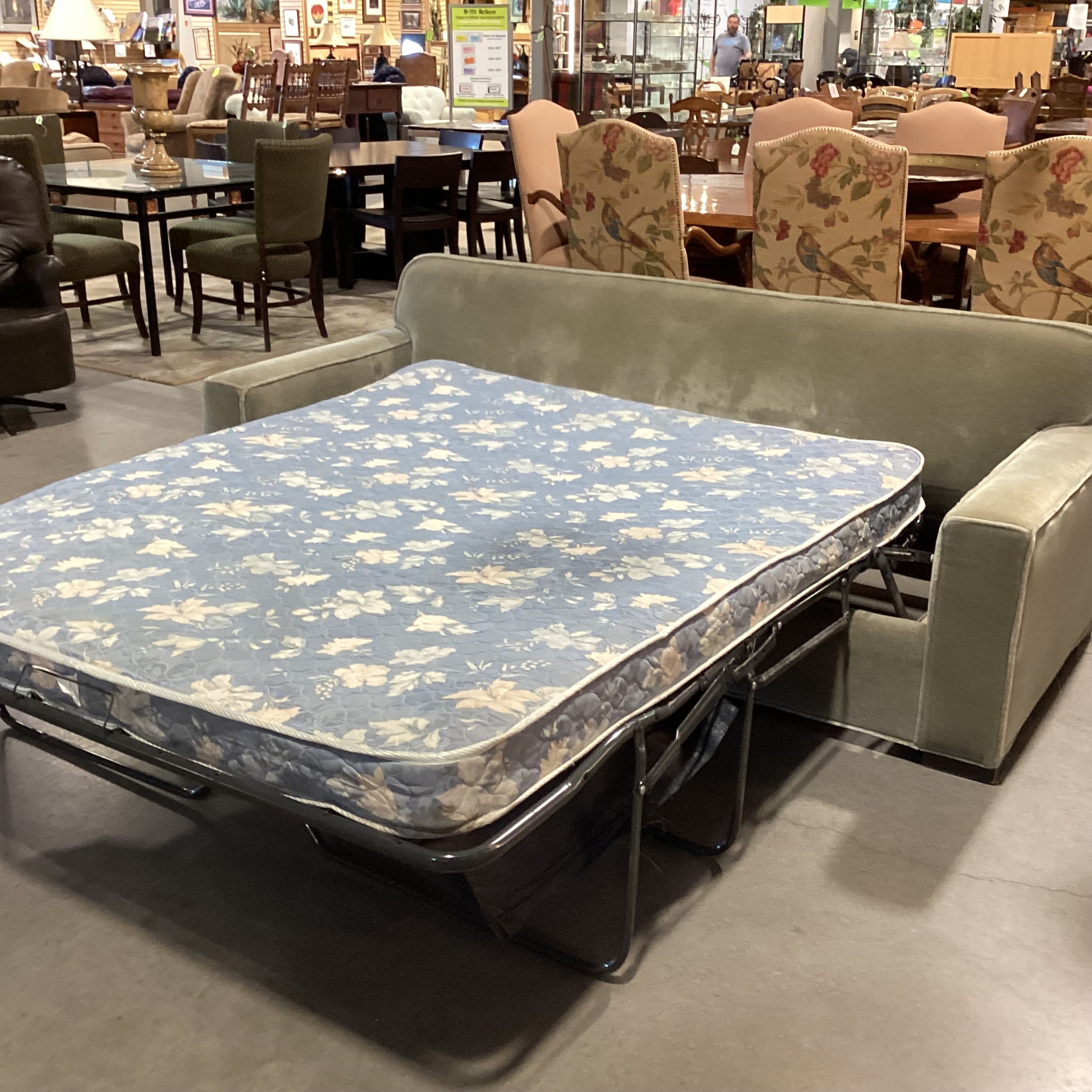 Sage Mohair Queen Sleeper Sofa 86"x 39"x 31"