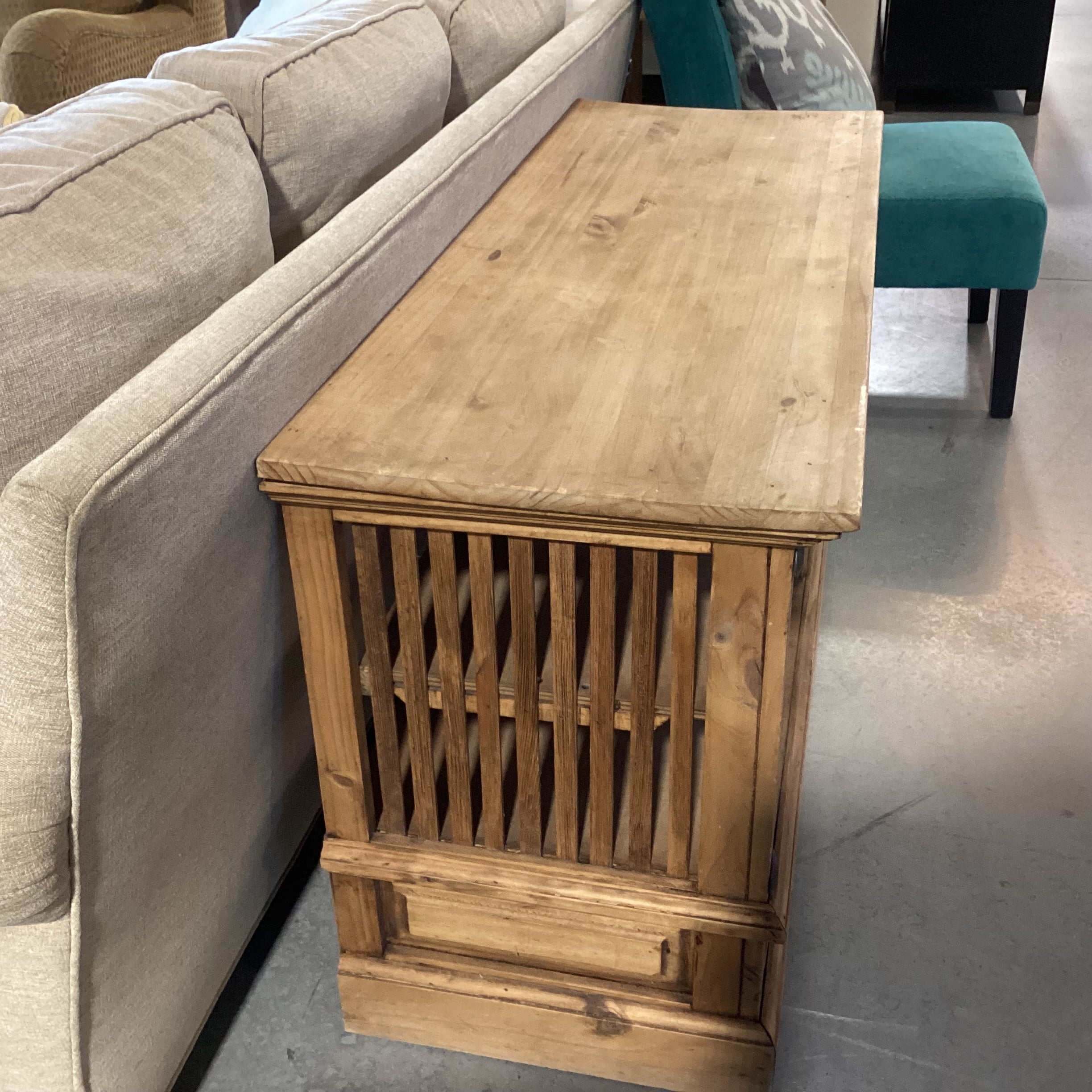 Rustic Natural Pine 2 Drawer with Shelves Console 48"x 18"x 26.5"