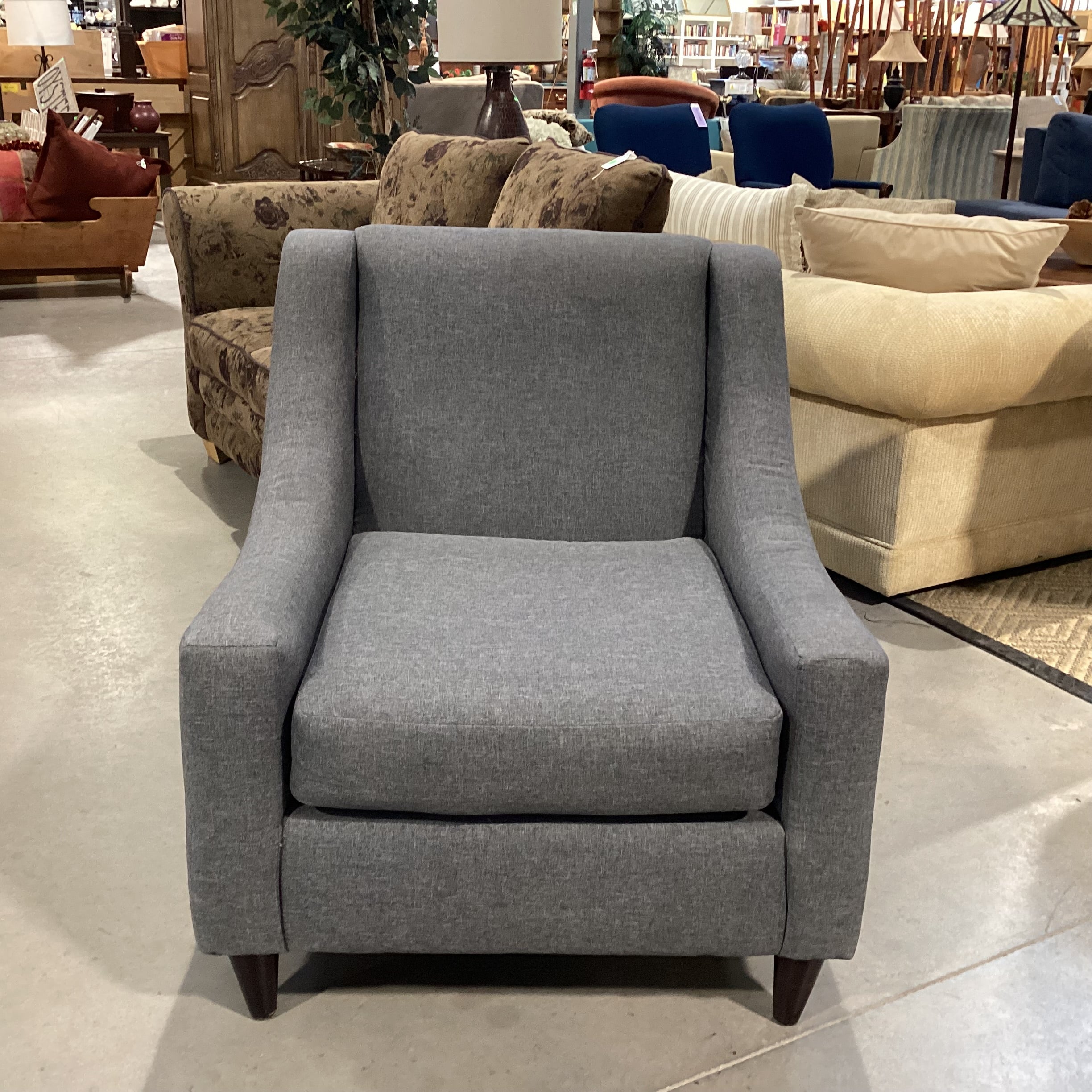 Fusion Furniture Charcoal Linen Slope Arm Chair 32"x 36"x 35"