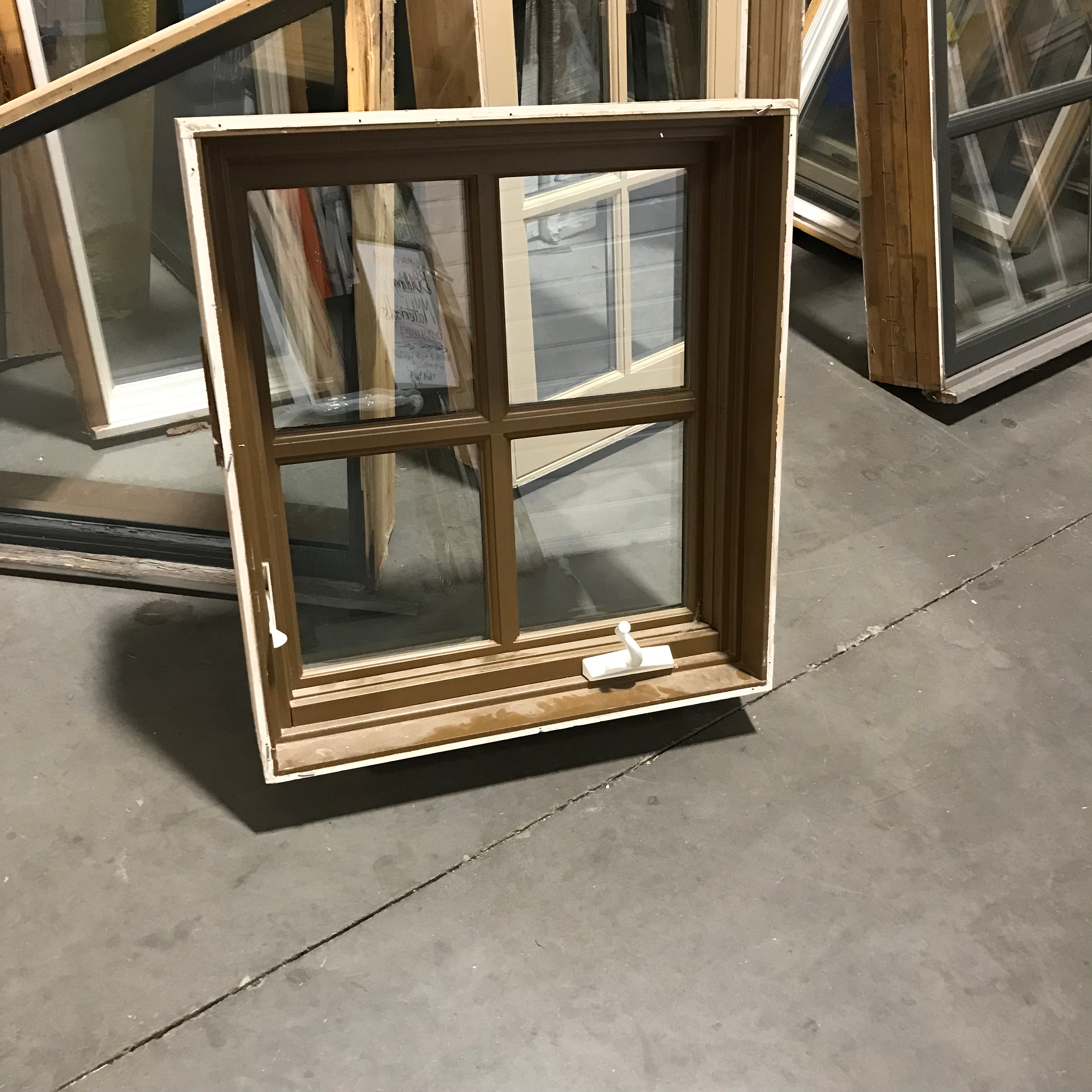 28"x 31.25"x 7" Gray Wood Clad 4 Pane Single Casement Exterior Window