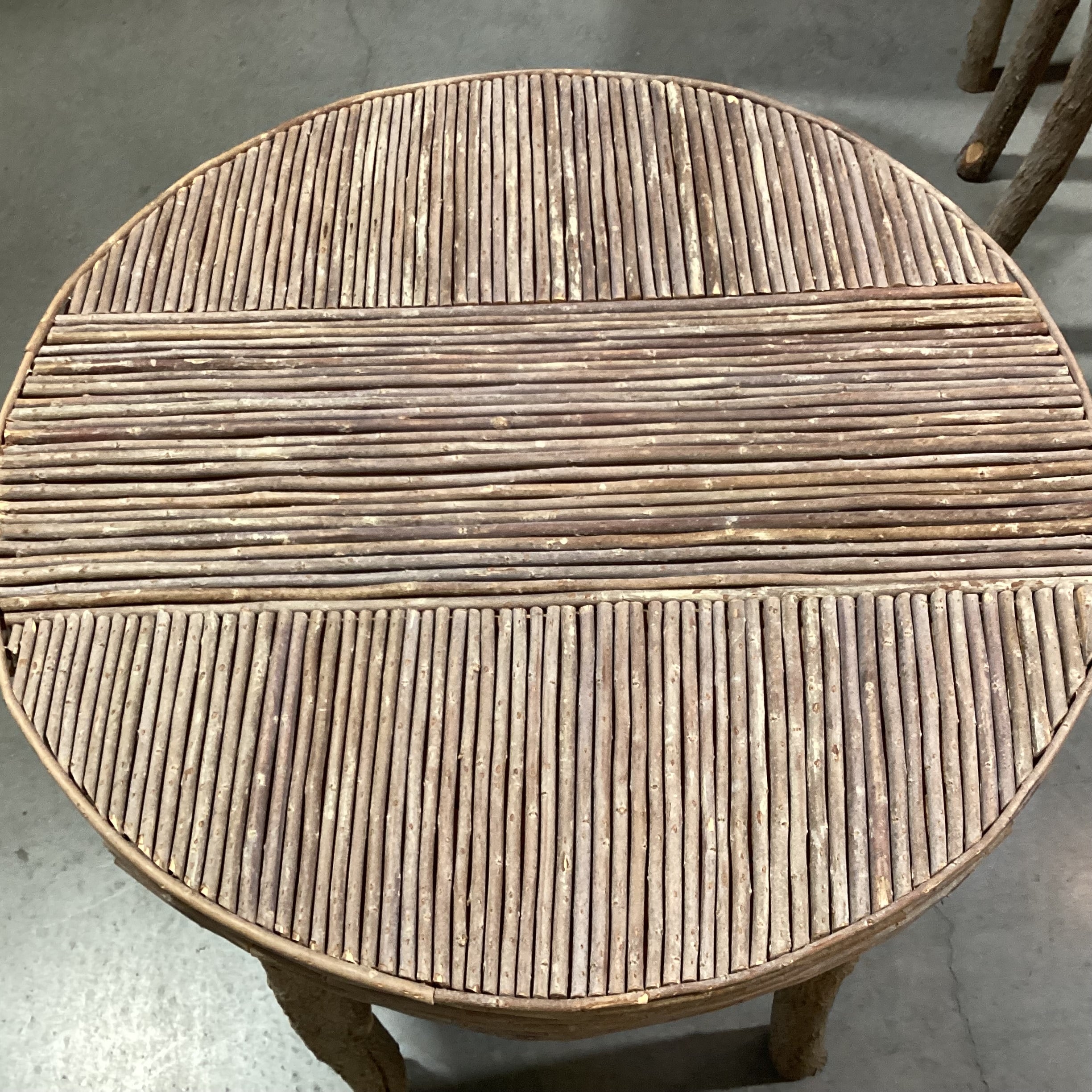 Round Log & Branch Rustic Accent Table