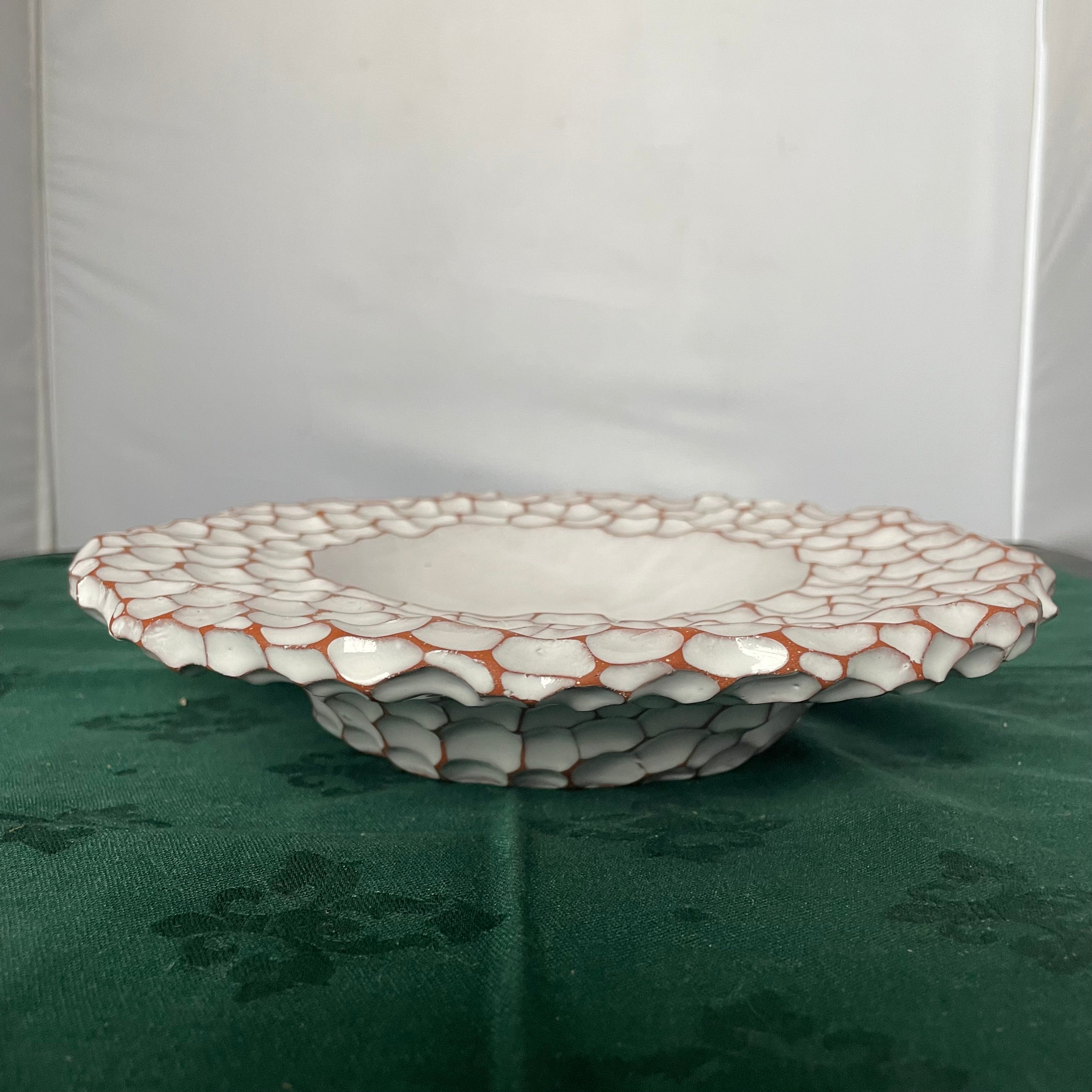 Vintage "Bubble Art" Pottery Bowl, Signed by Brad Miller, 10" x  2"