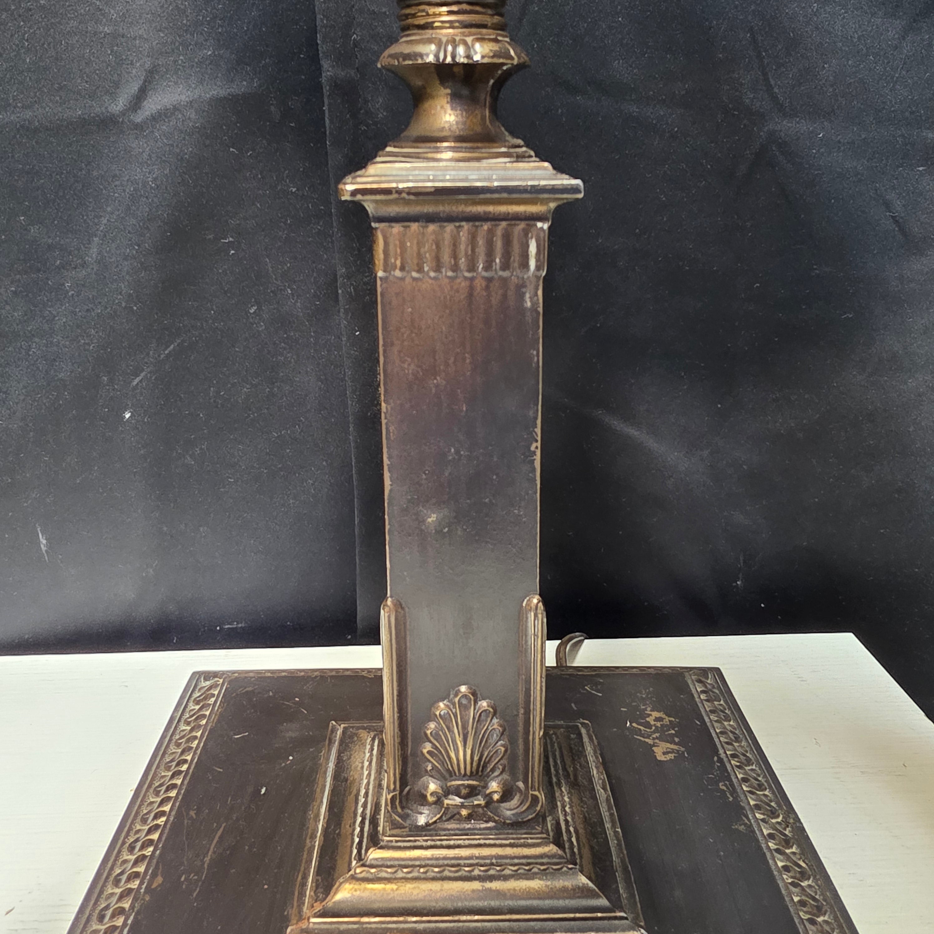 Antique Tiffany Style Square Base Table Lamp 10"x10"x28"