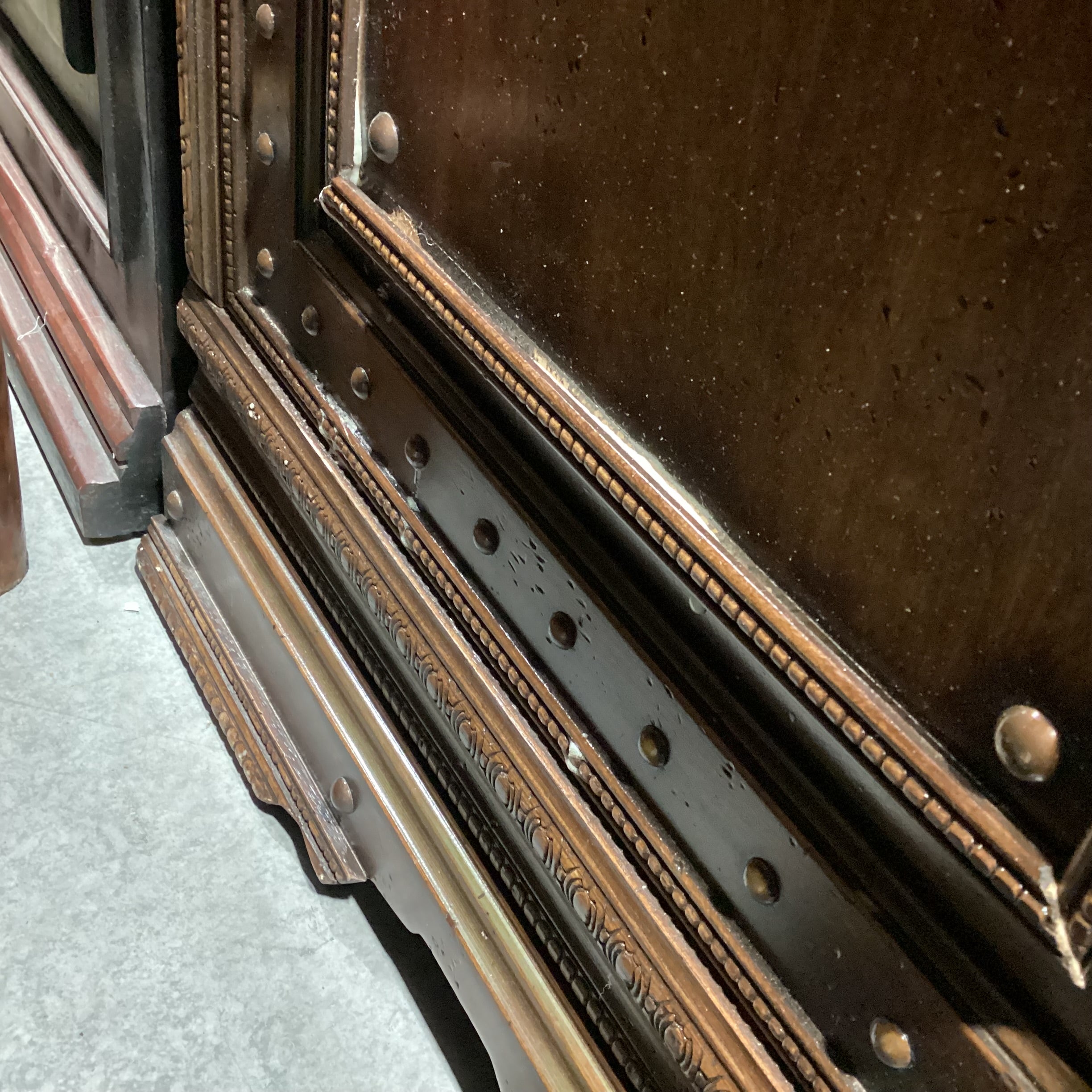 Carved Detail with Nailhead & Painted Design 4 Door Armoire