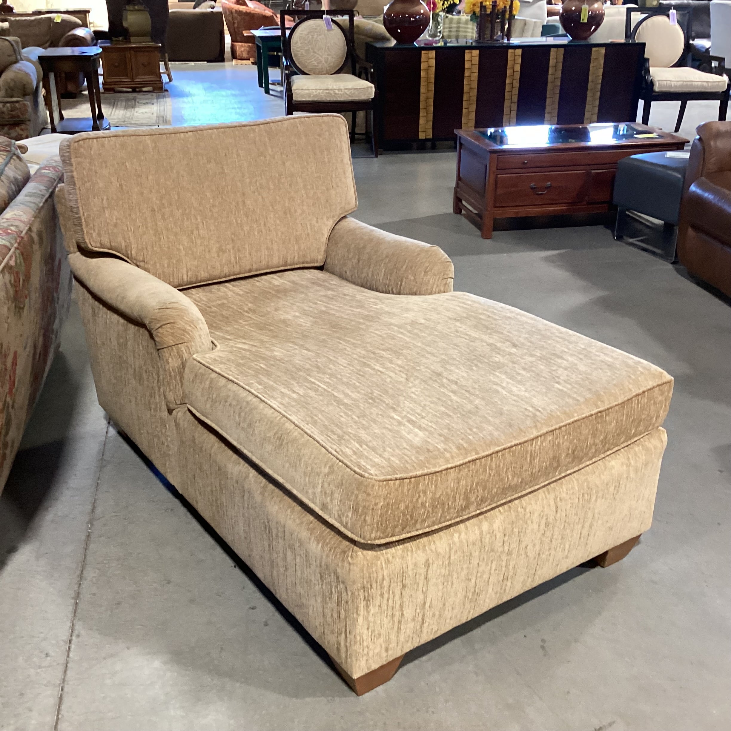 Tan Texture Woven Chenille Chaise Sofa 60"x 36"x 30"