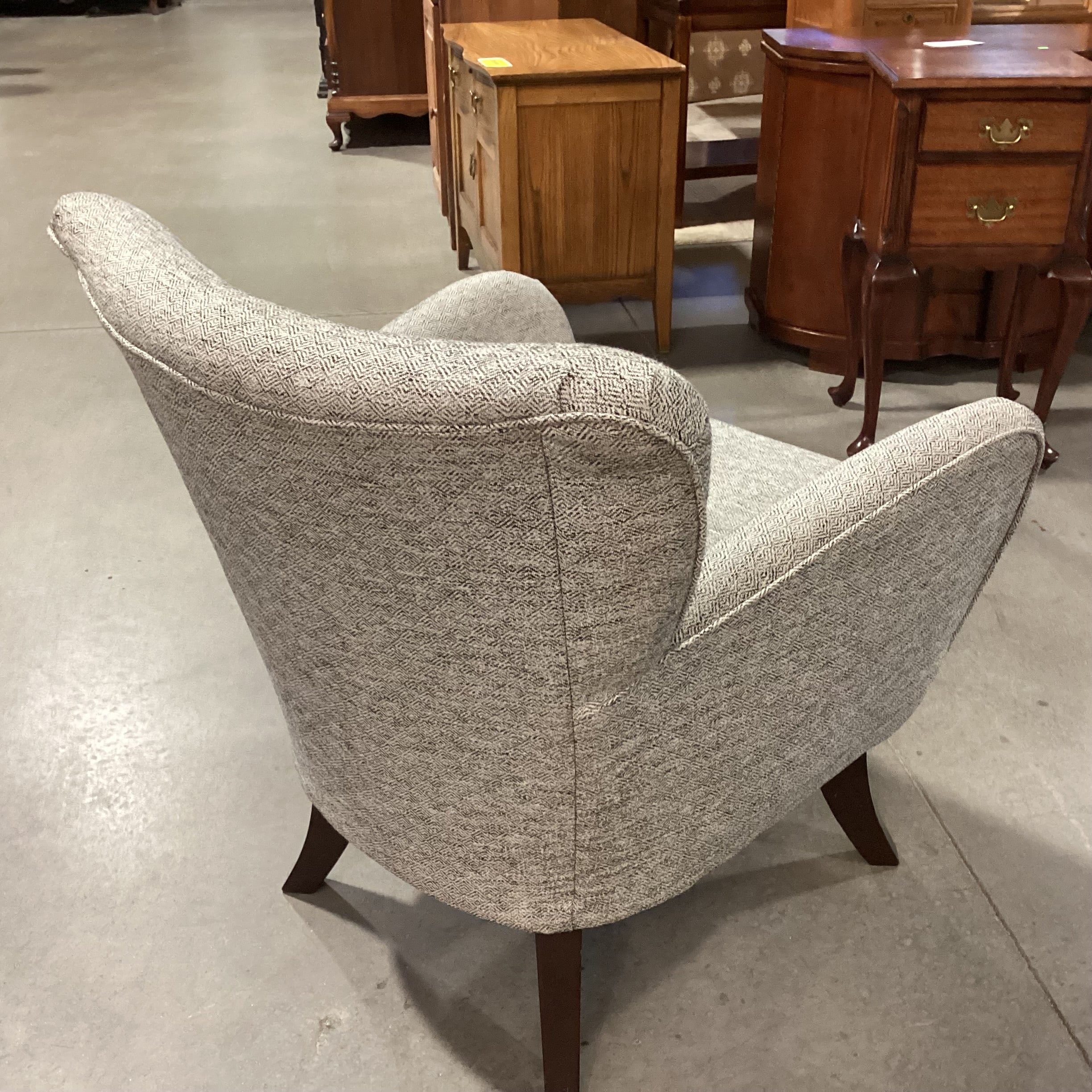 Best Home Bethany Mid Century Style Ivory Black Woven Chair 30"x 30"x 32"