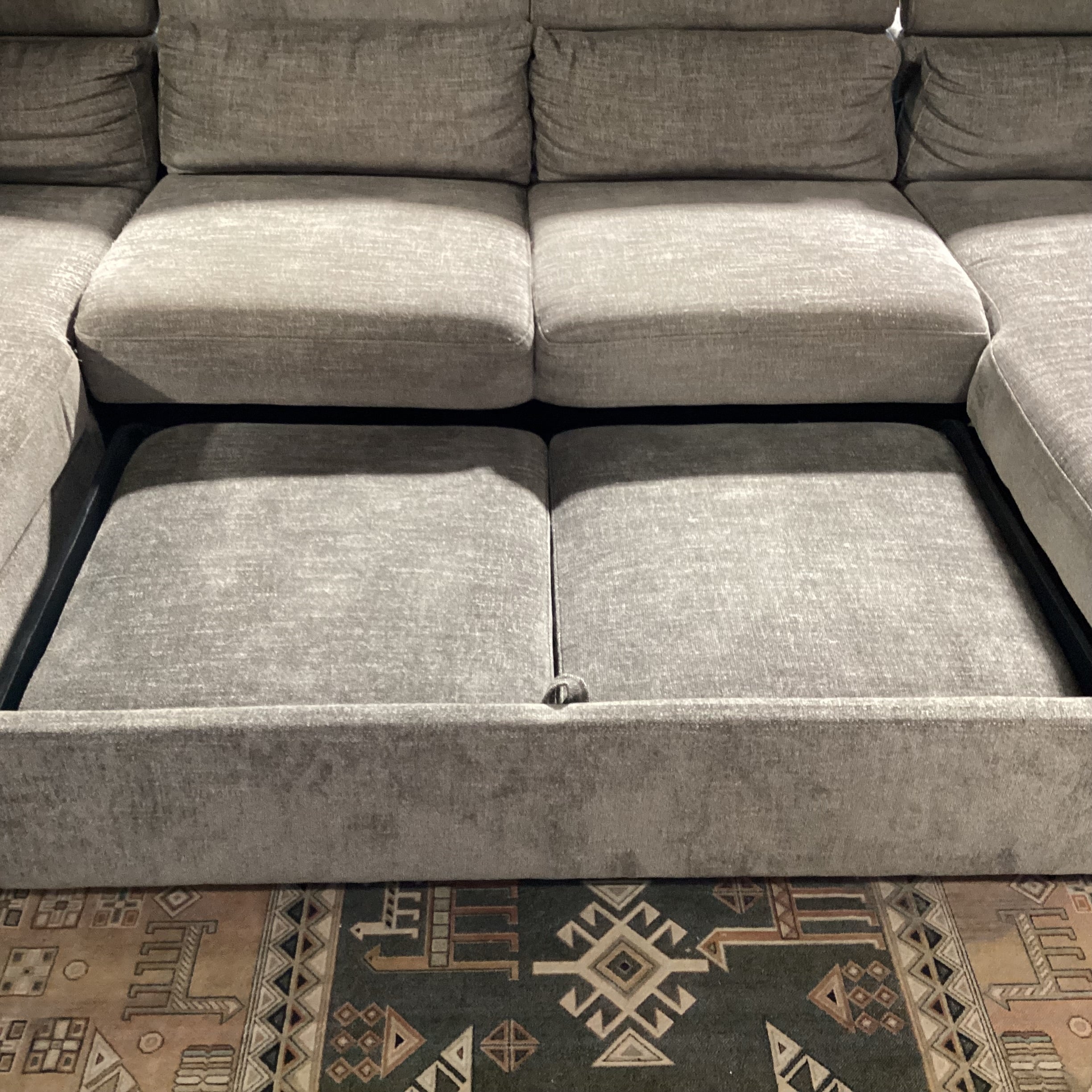 Fine Home Limited Grey Woven 2 End Chaise Pullout Middle Popup & Adjustable Headrests 3 Piece Sectional 122"x 69"x 69"x 31"