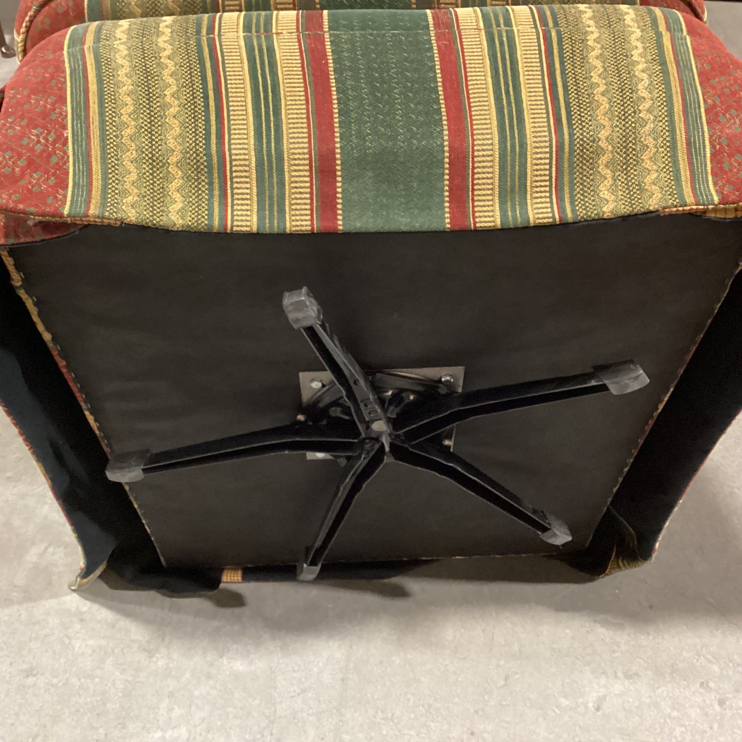 D Langston Custom Rust Green Gold Ribbon Design & Down Swivel Chair 33"x 36"x 31"