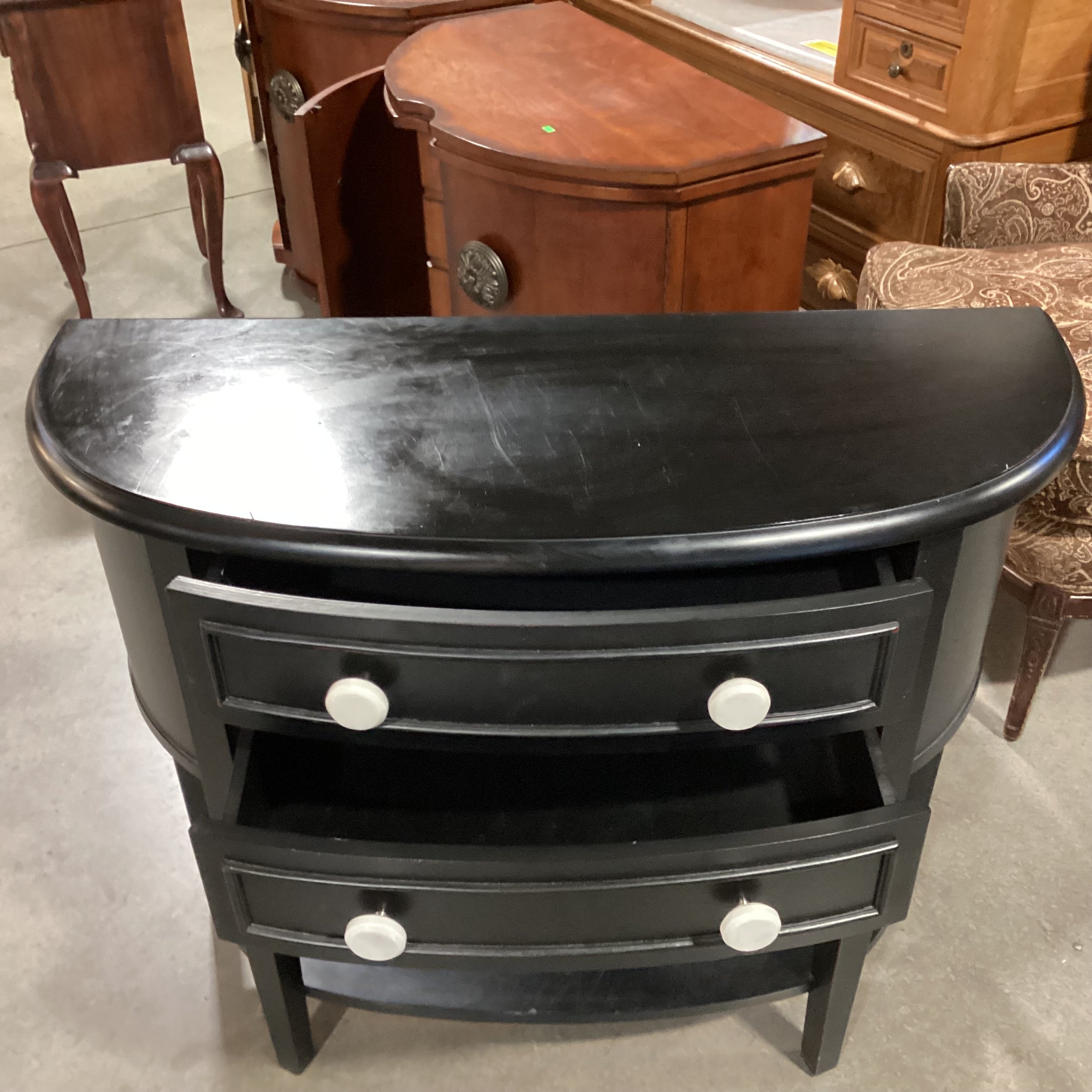 Black Half Moon 2 Drawer Entry Accent Table 37"x 15"x 32.5"