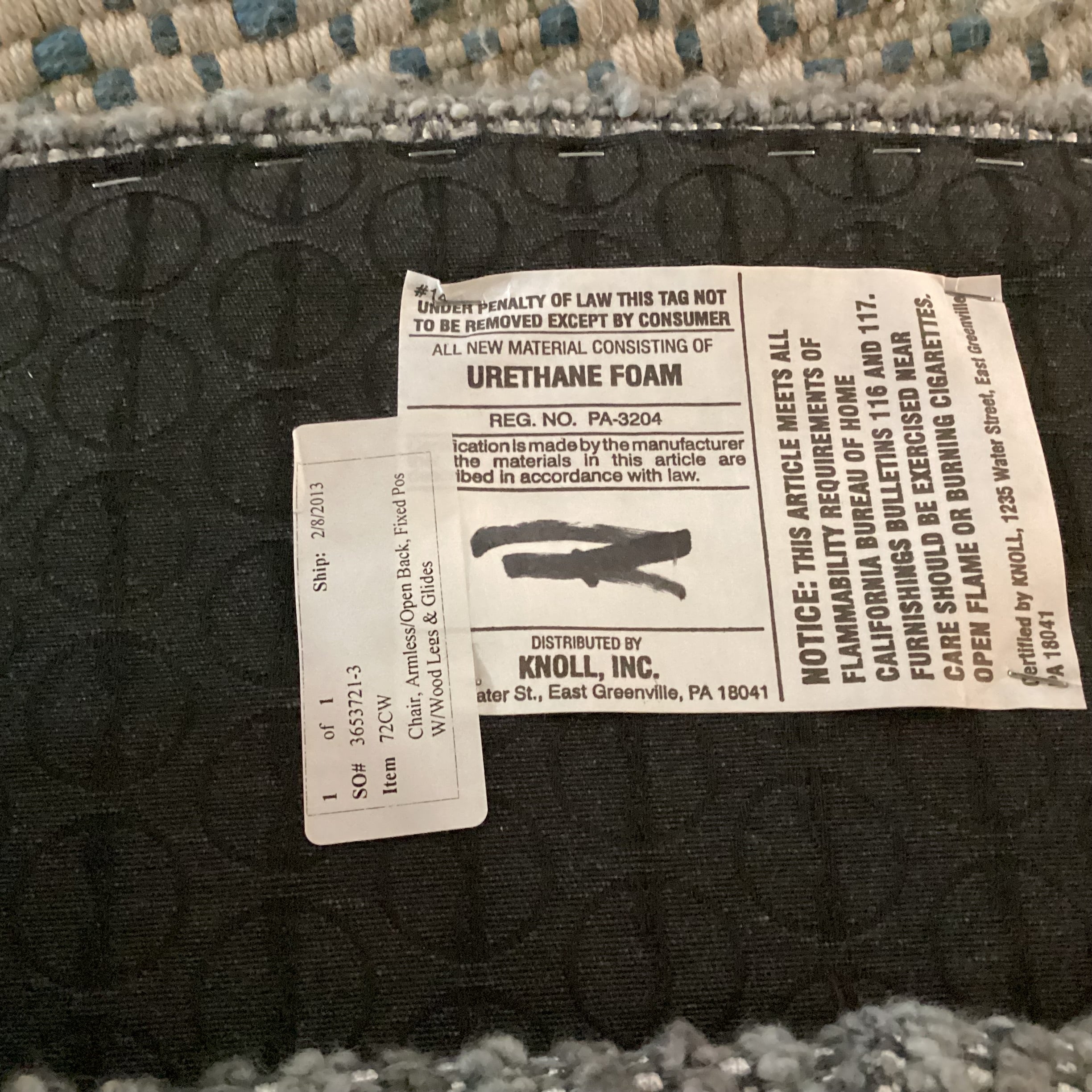 Knoll Saarinen Grey Tones & Ivory Woven Boucle & Walnut Mid Century Style Dining Chair 22"x 21"x 31"