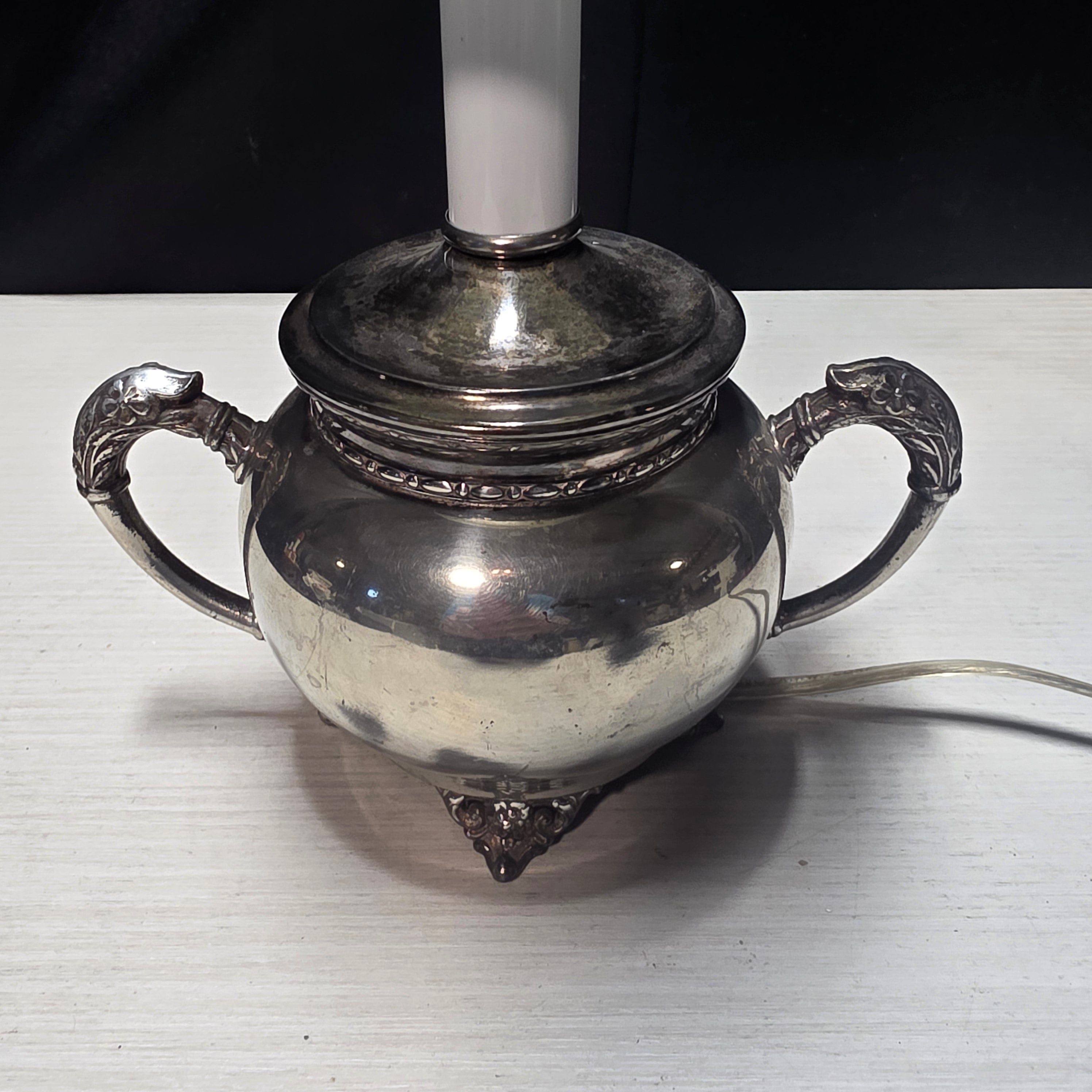 Adorable Mini Metal Repurposed Sugar Dish Table Lamp 7"x5"x12"