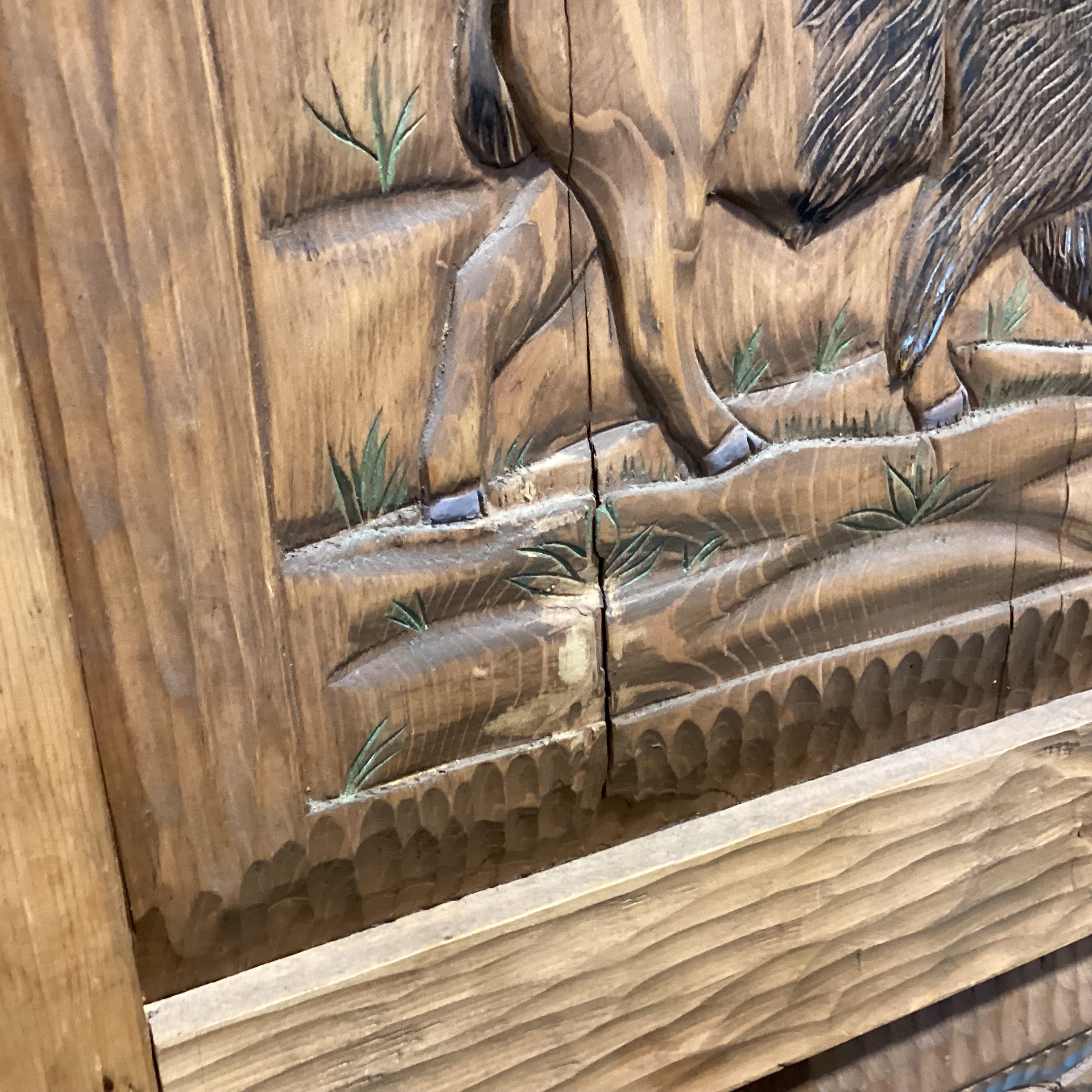 Rustic Hand Carved Bear Moose Elk Buffalo 2 Door with Shelves Armoire 48"x 26"x 84"
