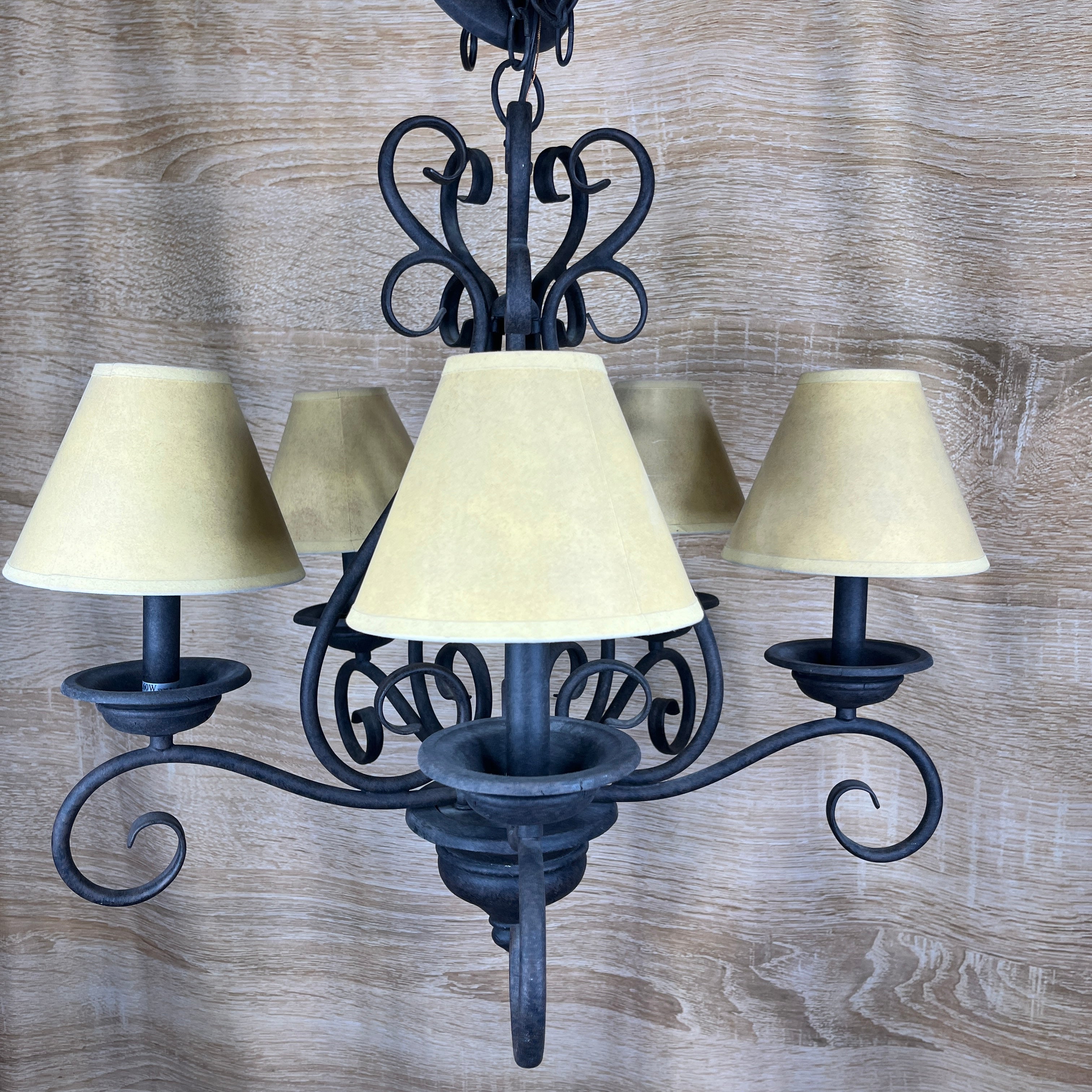 Traditional 5-Light Textured Bronze with Shades Chandelier 25" Diameter x 25" - 40"