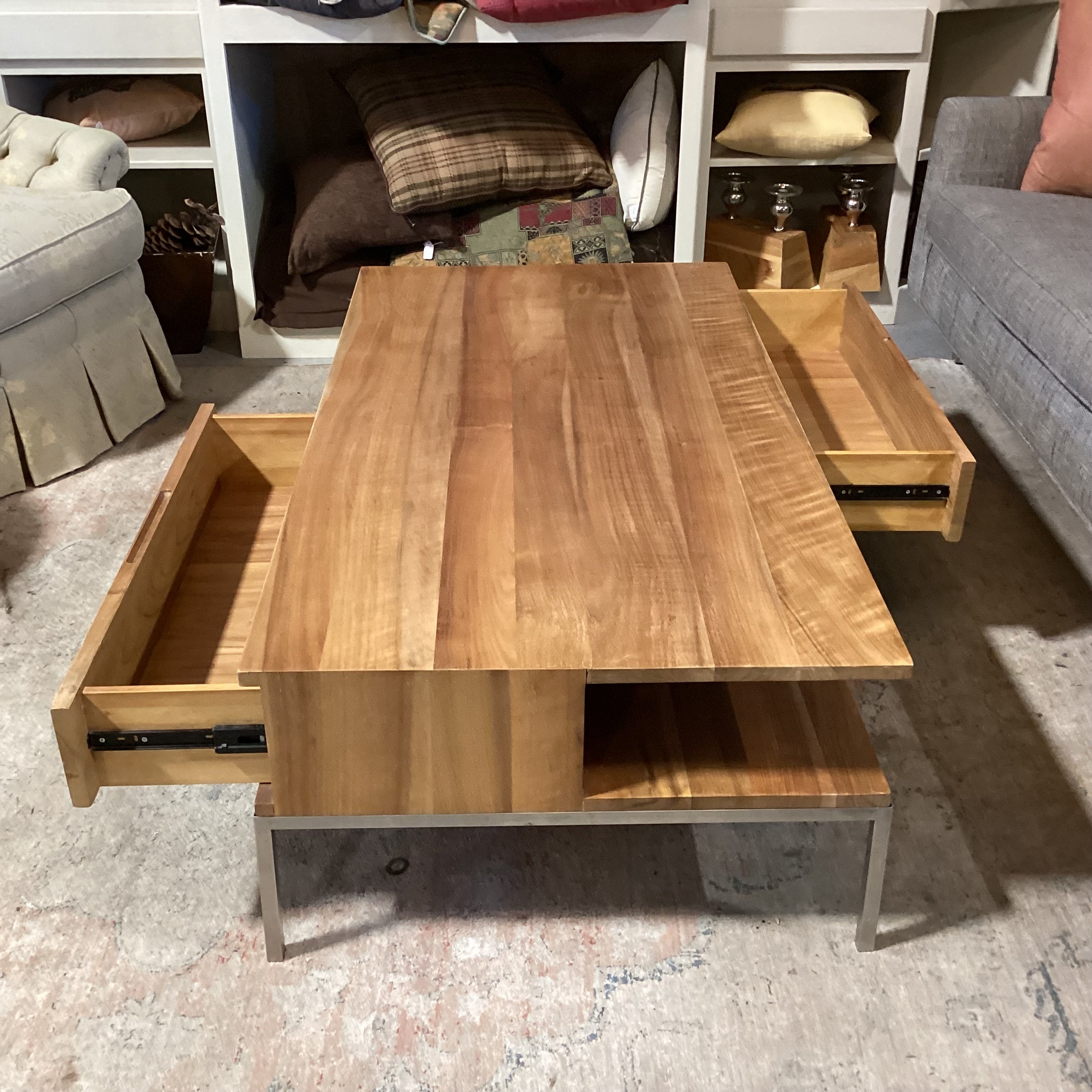 Gingko Furniture Mid Century Style Natural Walnut Soho Coffee Table 54"x 28"x 17"