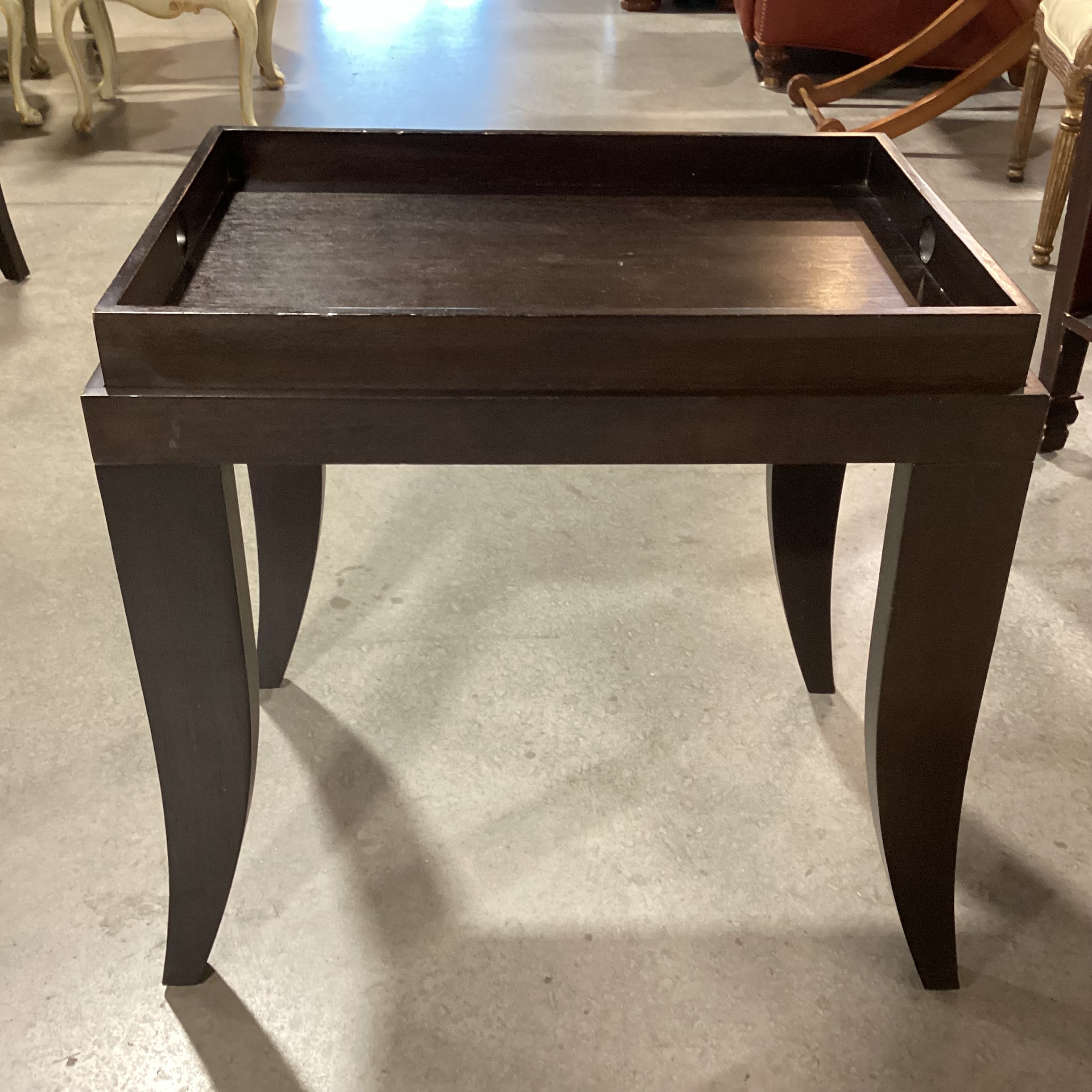 Dark Finish Wood Tray Top End Table 24"x 17"x 24.5"