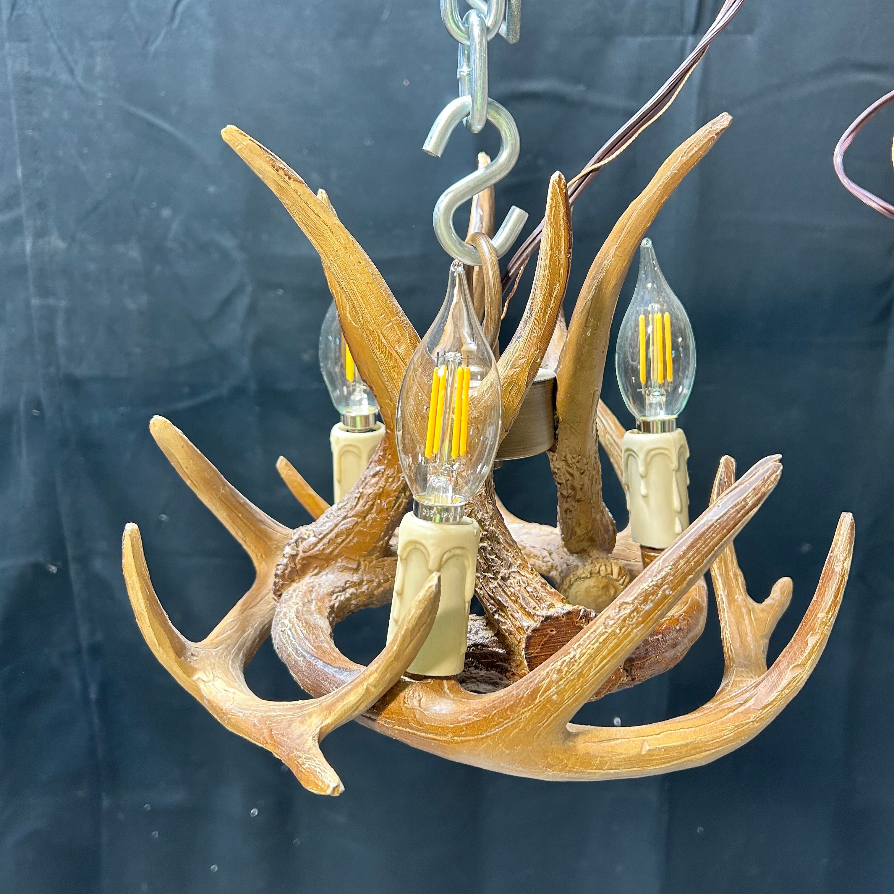 3 Light Resin Antler Chandelier 12"x 9"