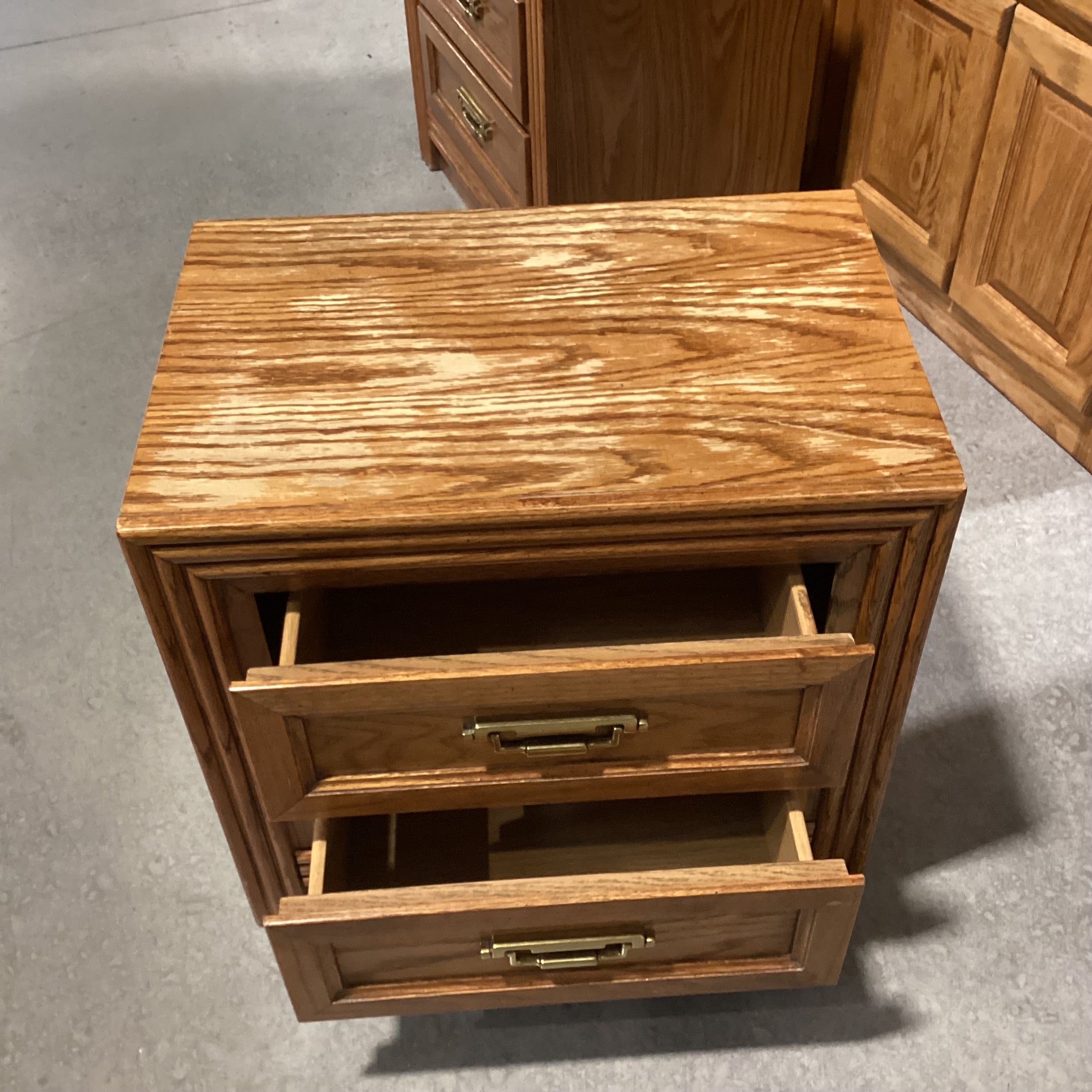 Lenoir House Finished Oak 2 Drawer Nightstand 24"x 16"x 22"