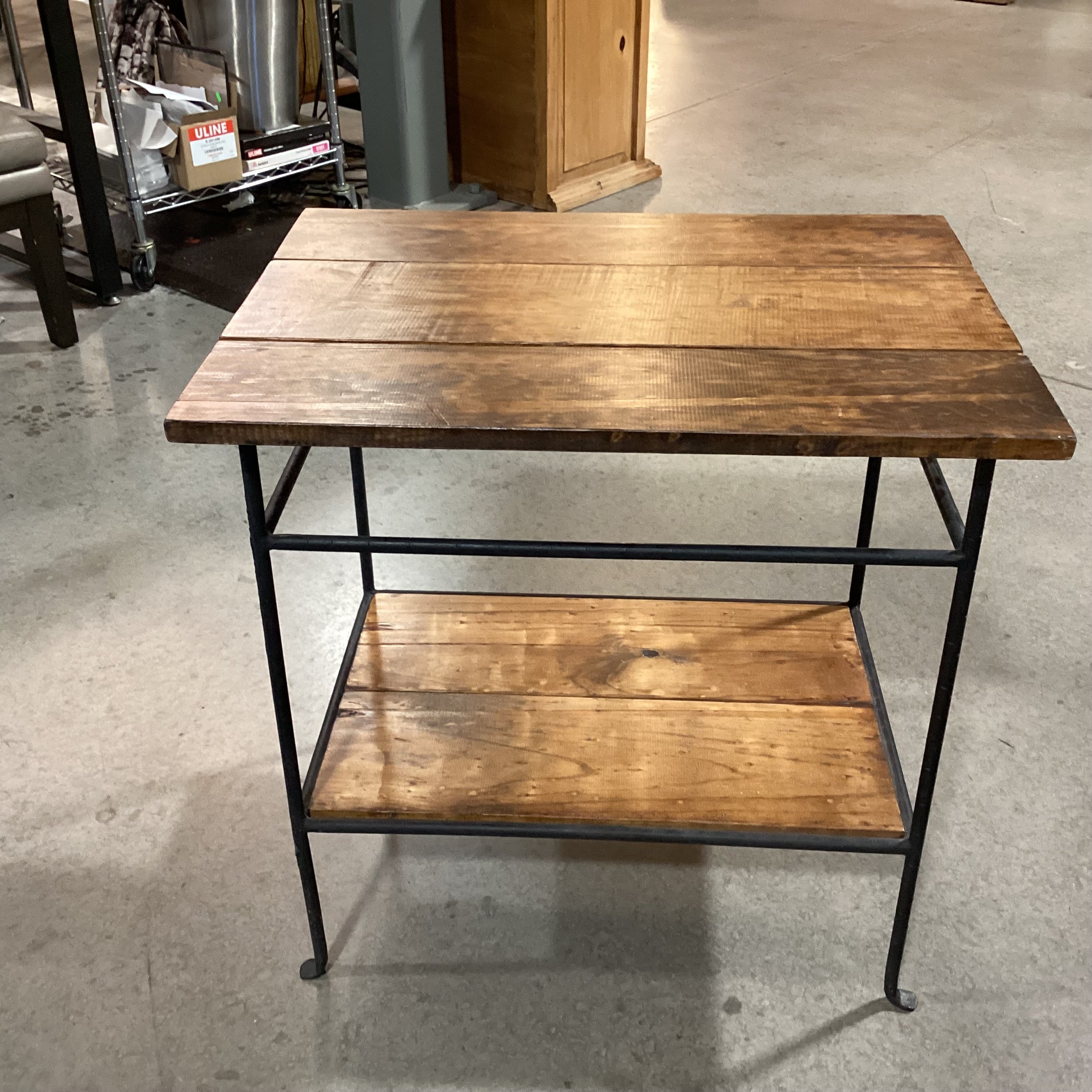 Finished Plank Wood & Iron Accent Table 24"x 18"x 24"