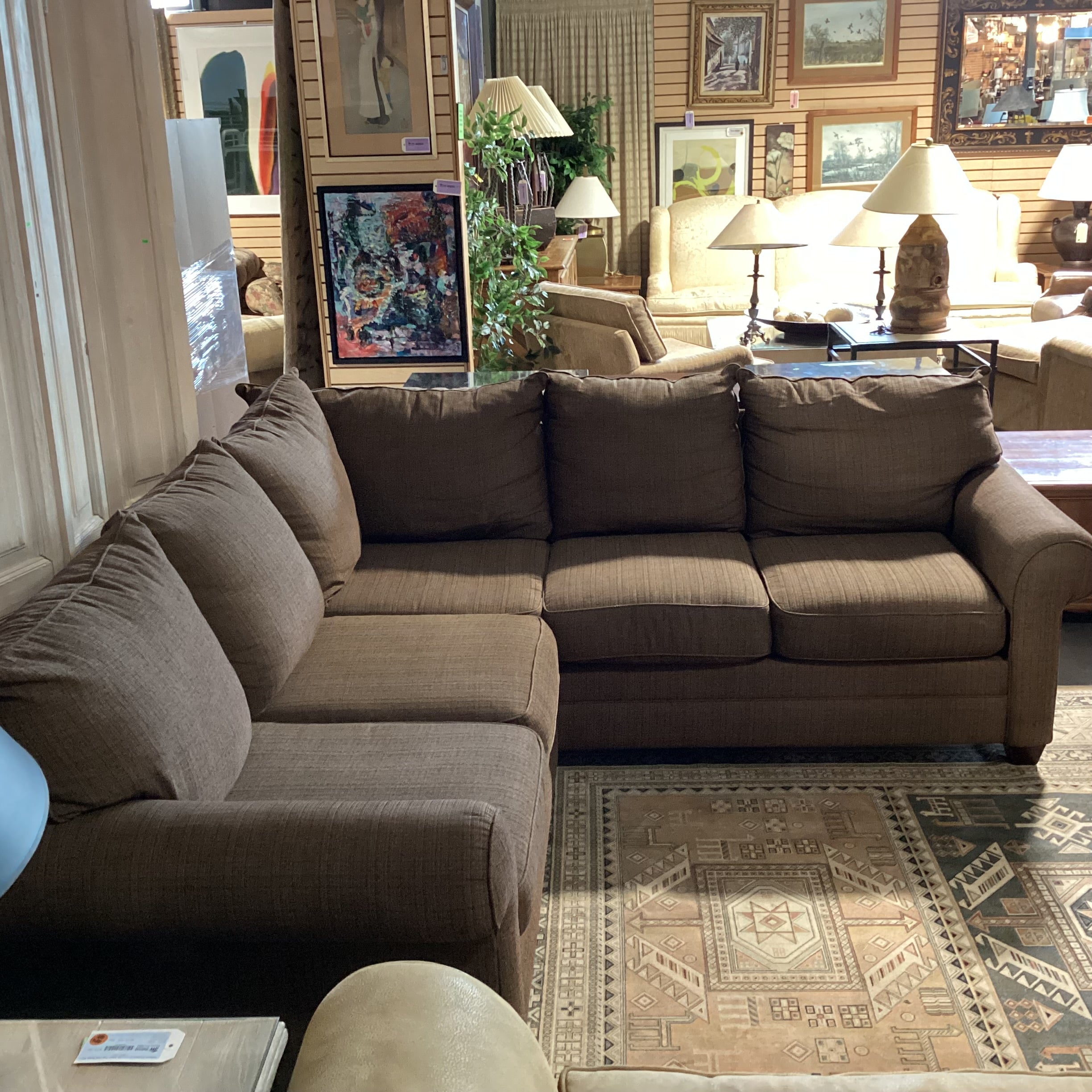 Bassett Brown Woven 2 Piece Sectional 92"x 92"x 37"x 37"