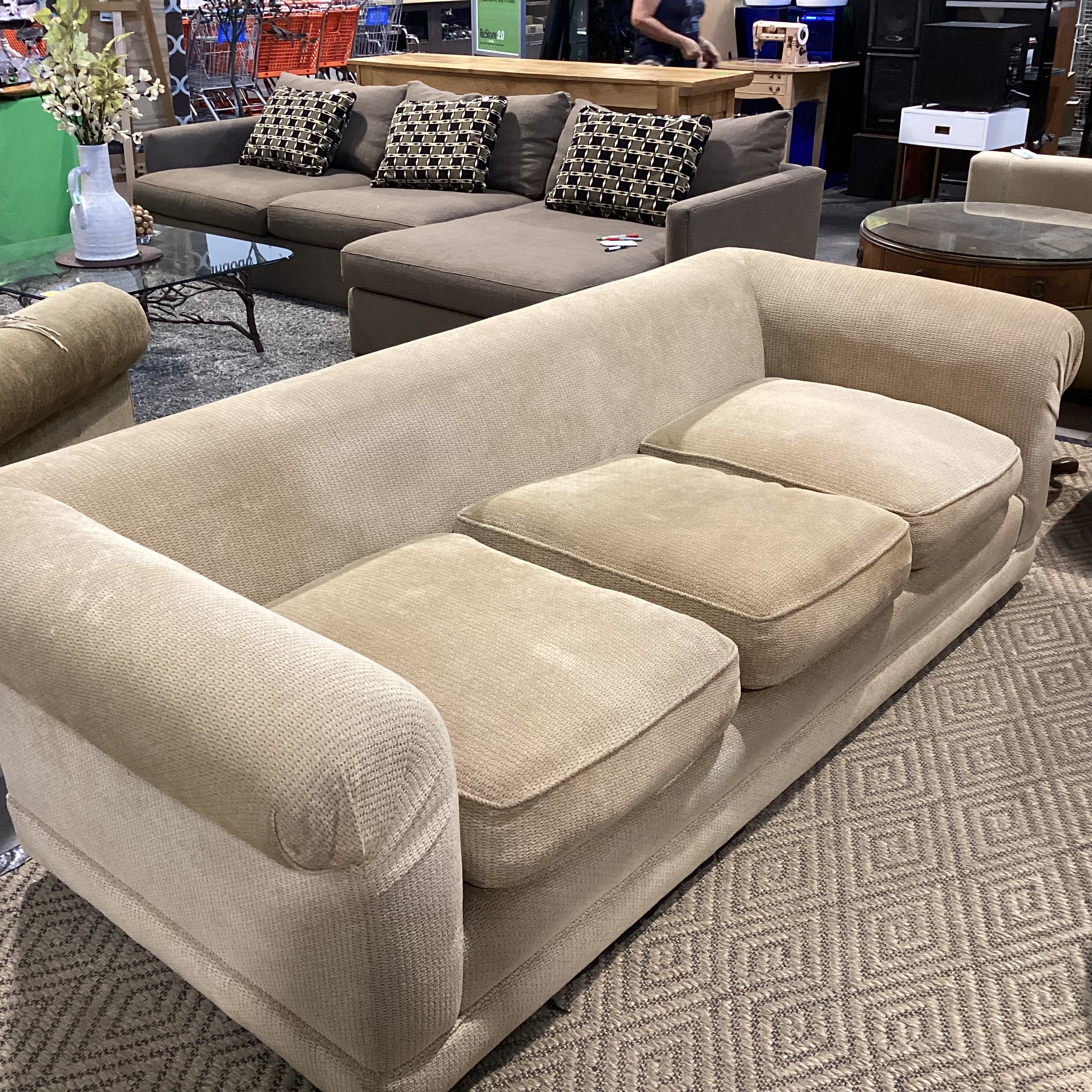 Golden Chenille Woven Roll Arm & Back Sofa 97"x 42"x 29"