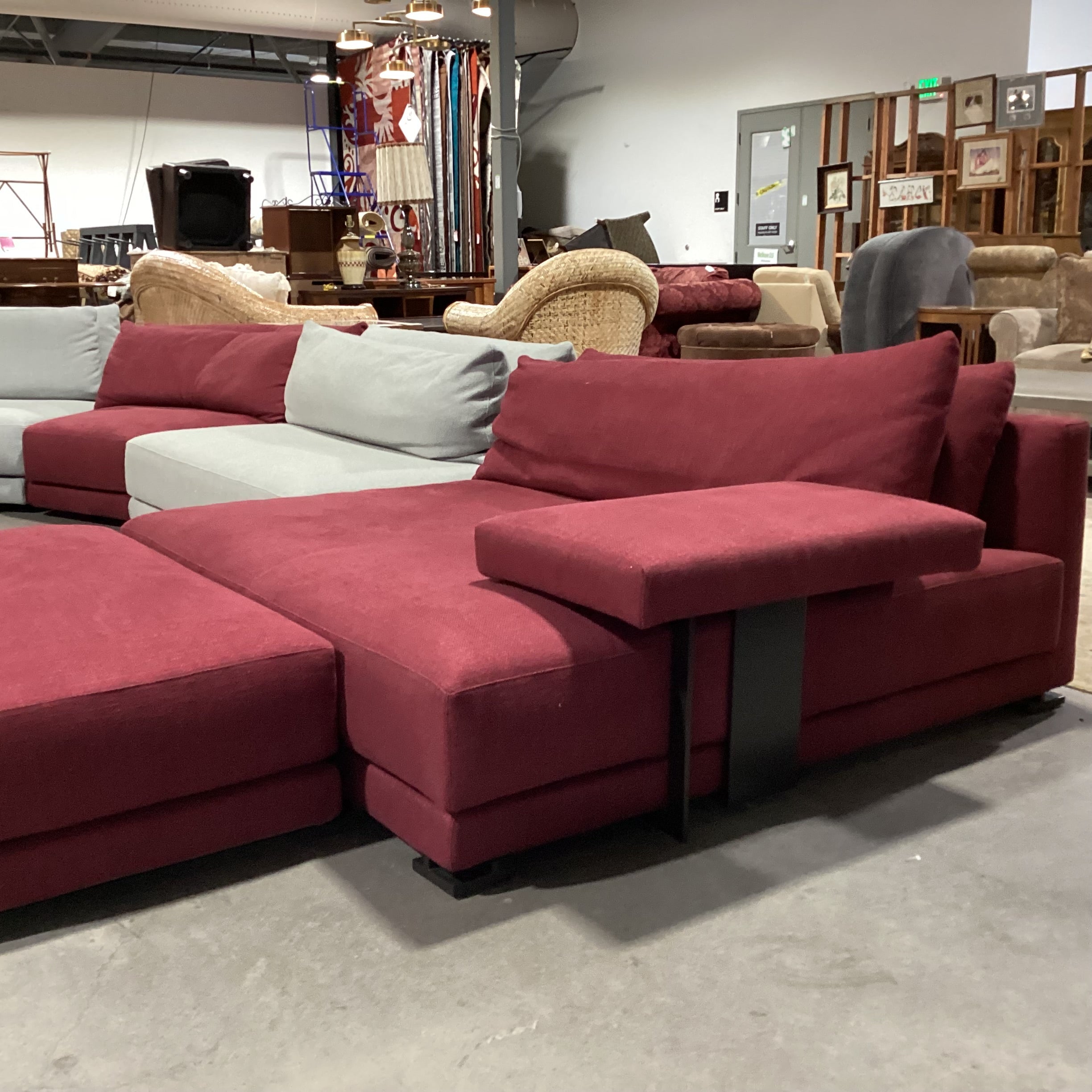 Poliform Cranberry & Dove Grey Woven Modern Italian 6 Piece Sectional 236"x 59"x 45"x 24"