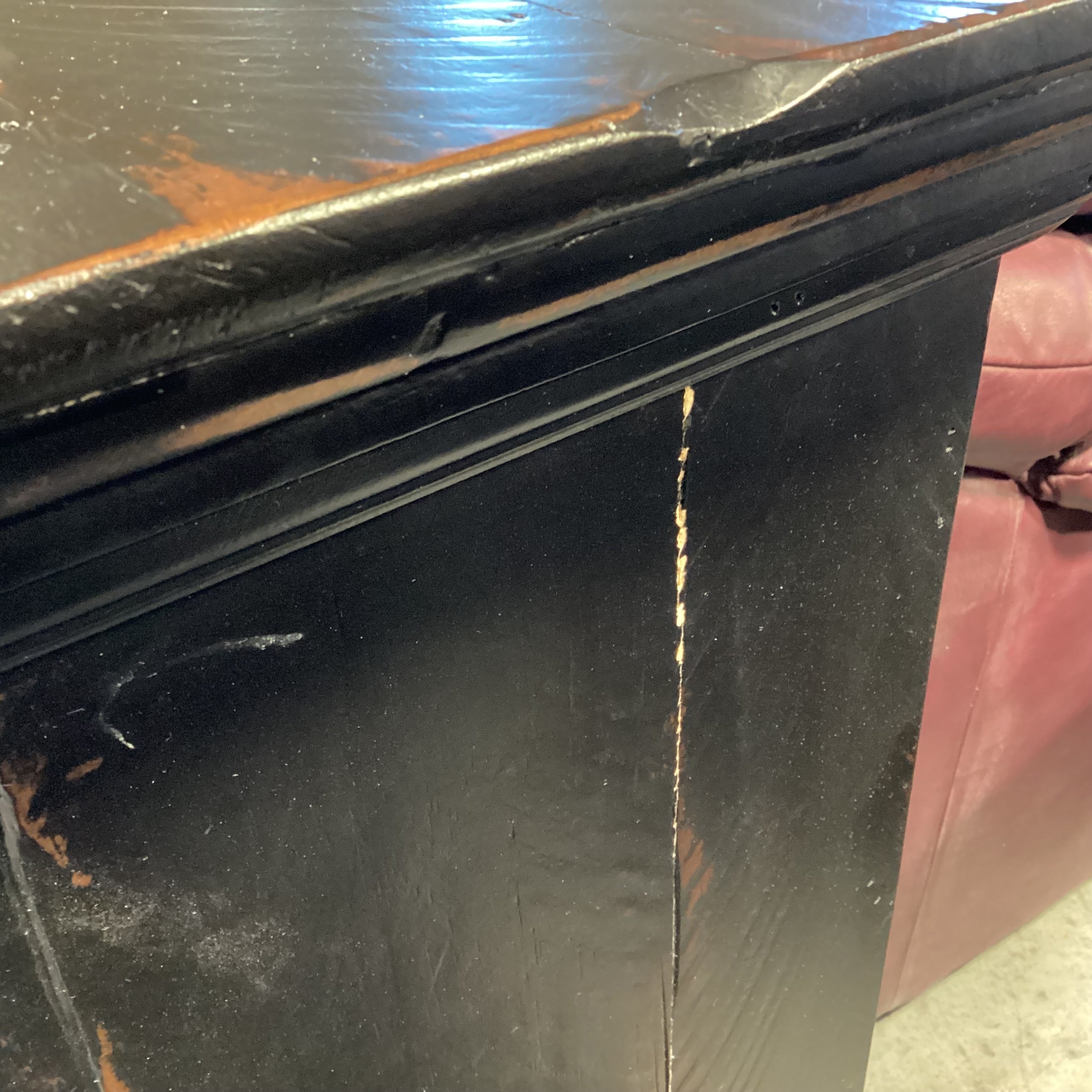 Black Distressed Wood 2 Door 3 Drawer Console Credenza 69"x 18.5"x 36"