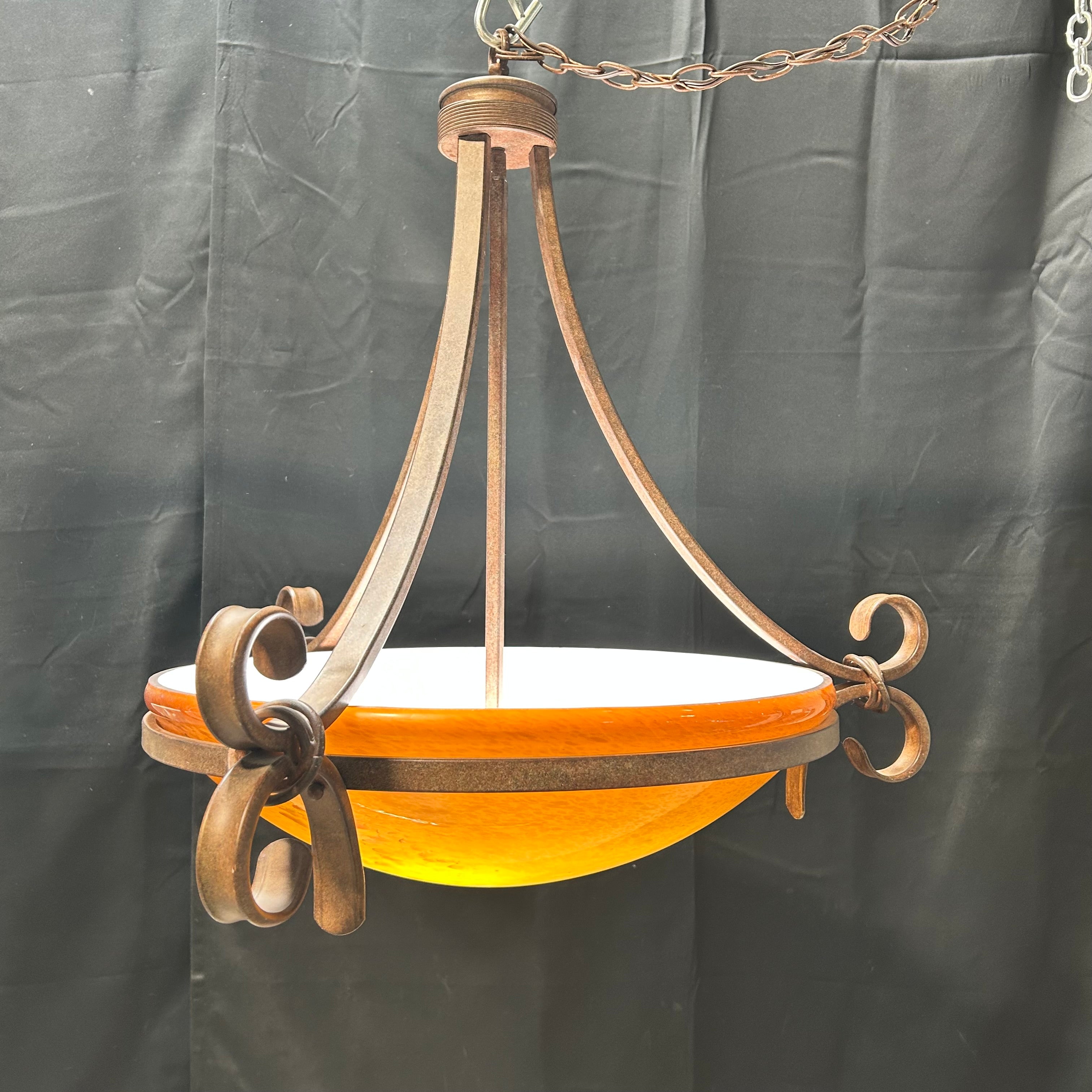 Hampton Bay Rhodes 3-Light Nutmeg Bowl Pendant 28"x 27"