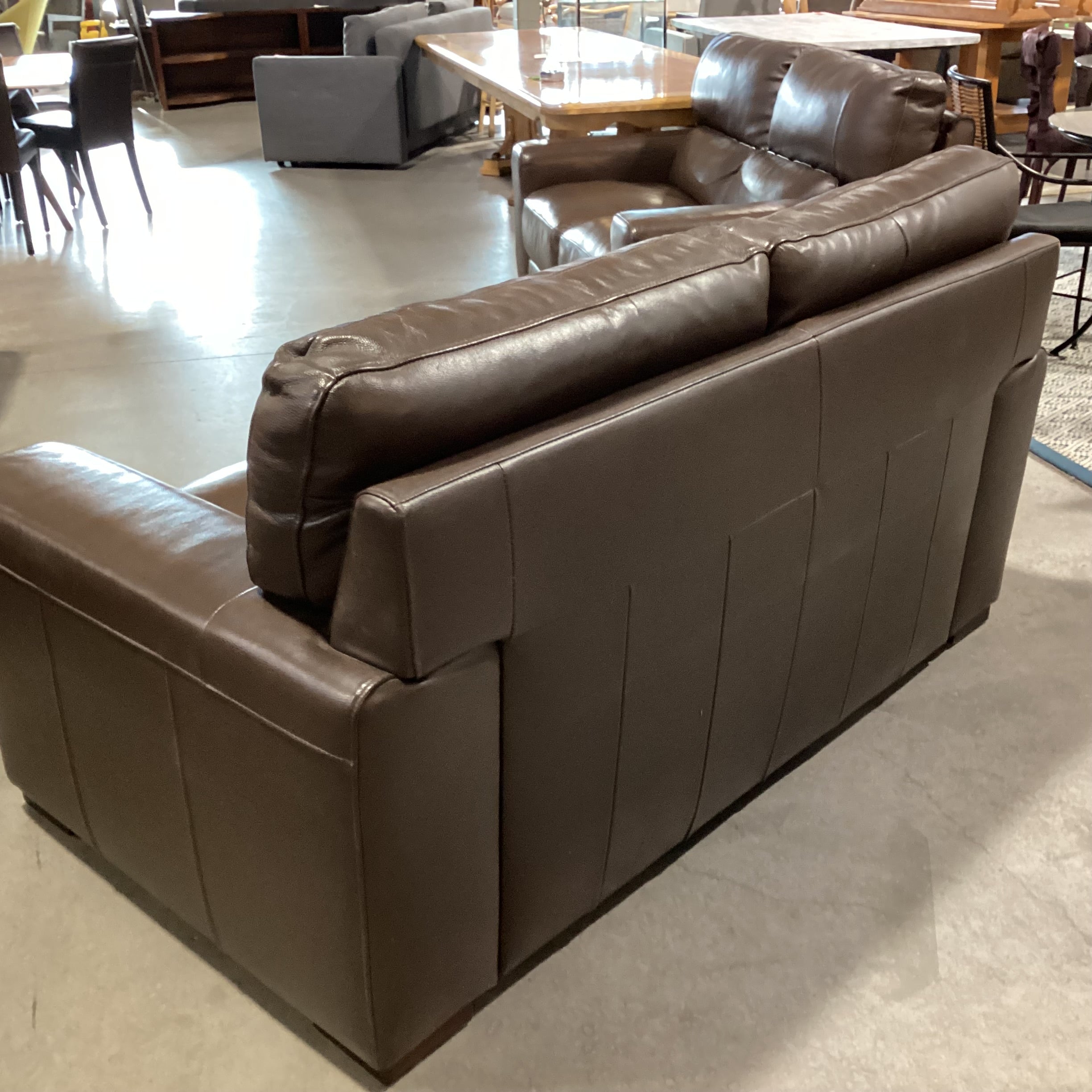 Jason Furniture Chocolate Leather Sofa 64"x 38"x 31"