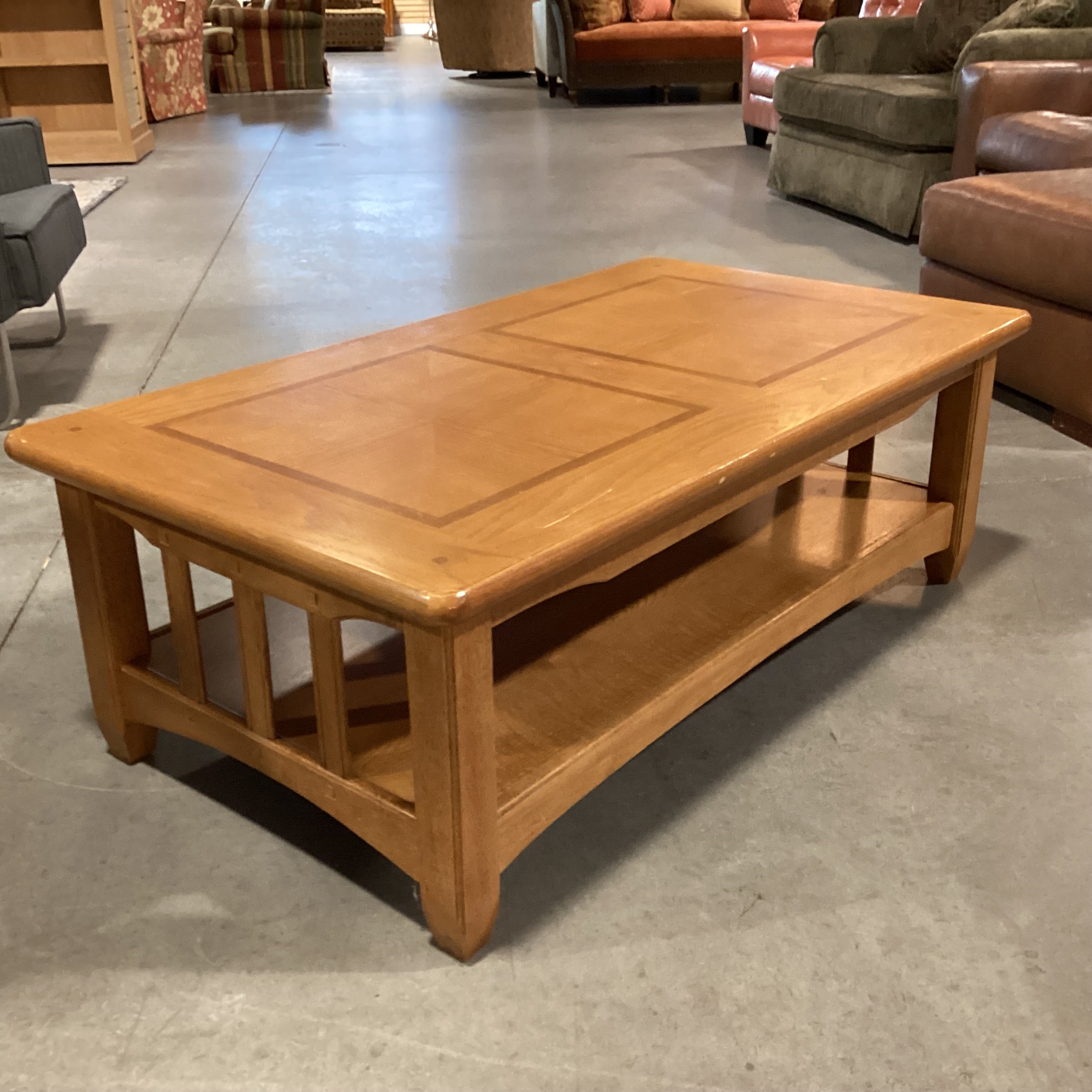 Dual Level Solid Wood Coffee Table 50"x 28"x 17"