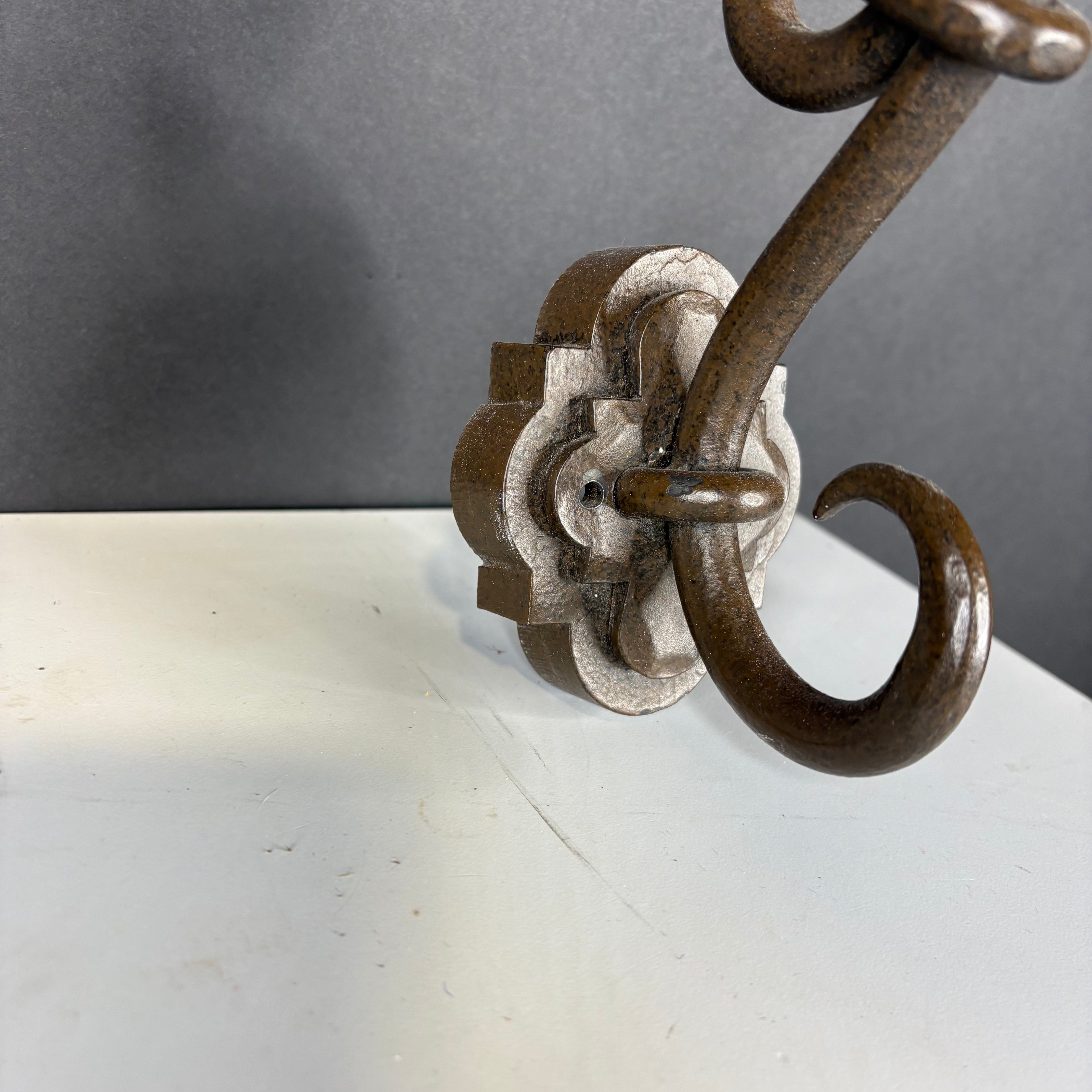 Myers and Company Gothic Revival 2-Light Brown Painted Solid Iron Wall Sconce 6”x 20”x 7.5”