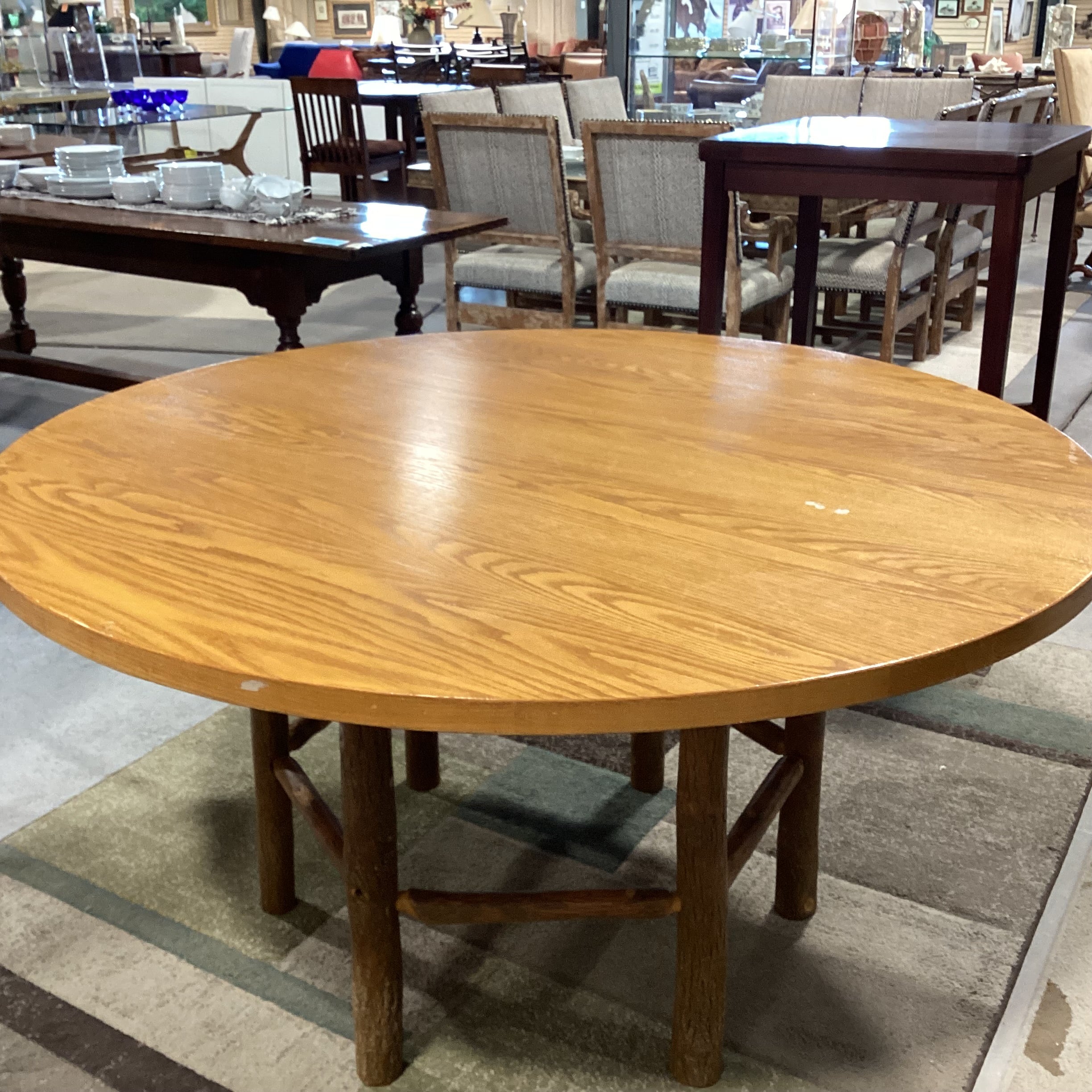 Old Hickory Round Wood & Hickory Log Dining Table 60" Diameter x 30"